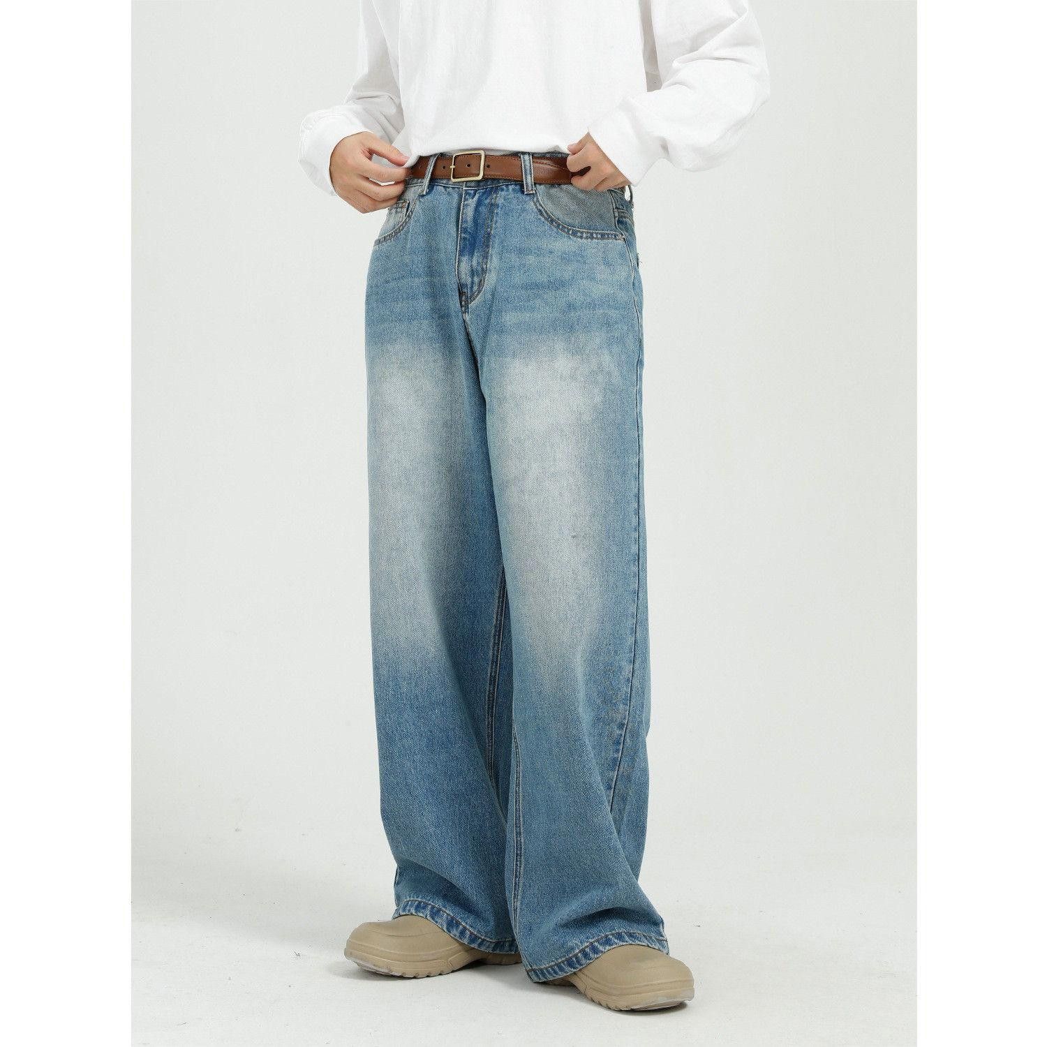 Vintage Blue Baggy Washed Wide Leg Denim Jeans Size US 32 / EU 48 - 1 Thumbnail