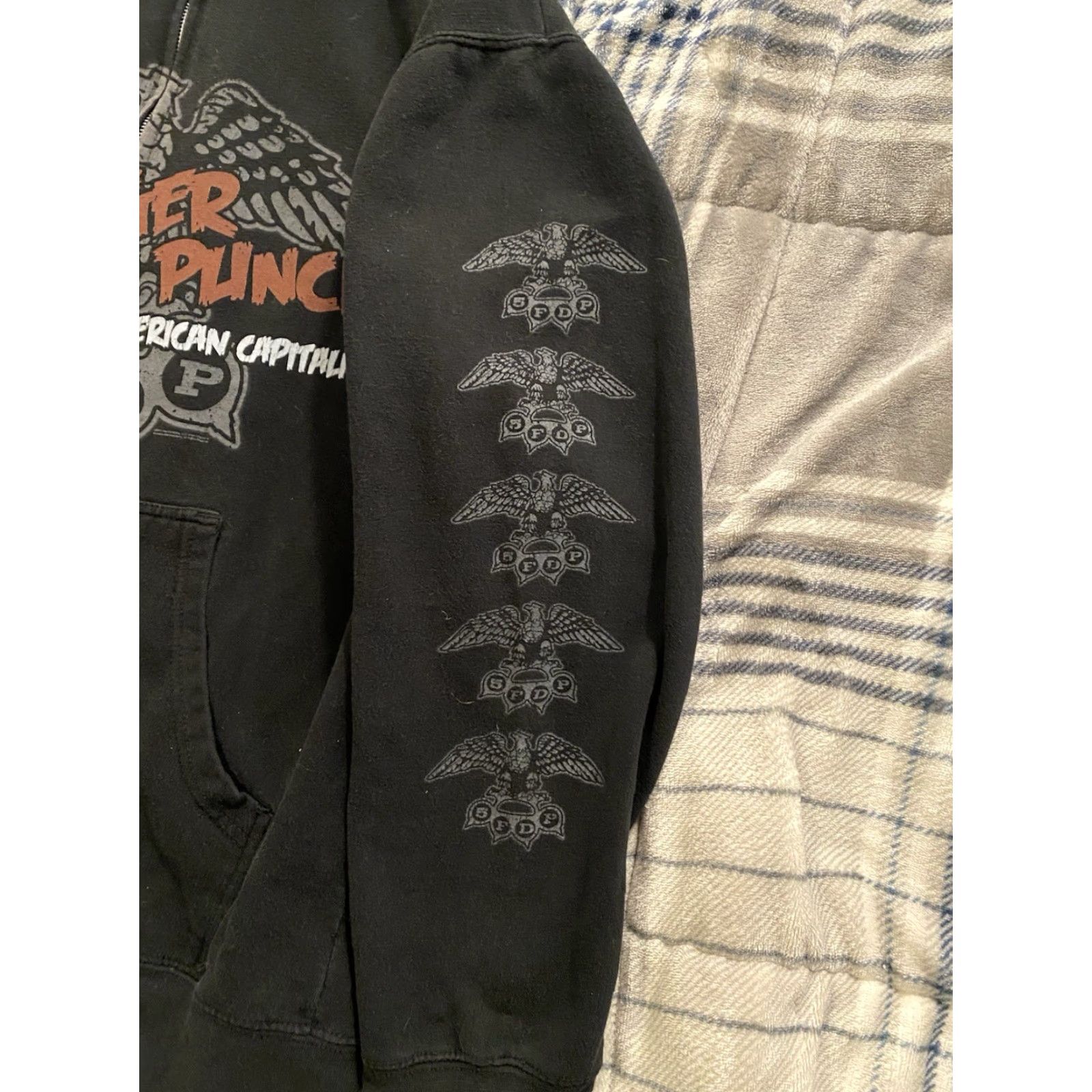 Doublet Five Finger Death Punch American Capitalist Hoodie Men's M Black Zip Full Zip Graphic Print Hooded Size US M / EU 48-50 / 2 - 7 Thumbnail