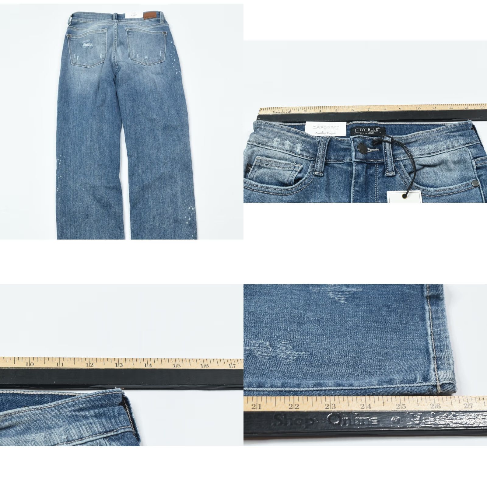 Vintage Judy Blue Jeans Womens Distressed Mid-Rise Relaxed Stretch Denim Blue 5-Pocket Inseam 26.5 in Regular Size 27 Ankle Vintage? No Size 26" / US 2 / IT 38 - 8 Thumbnail
