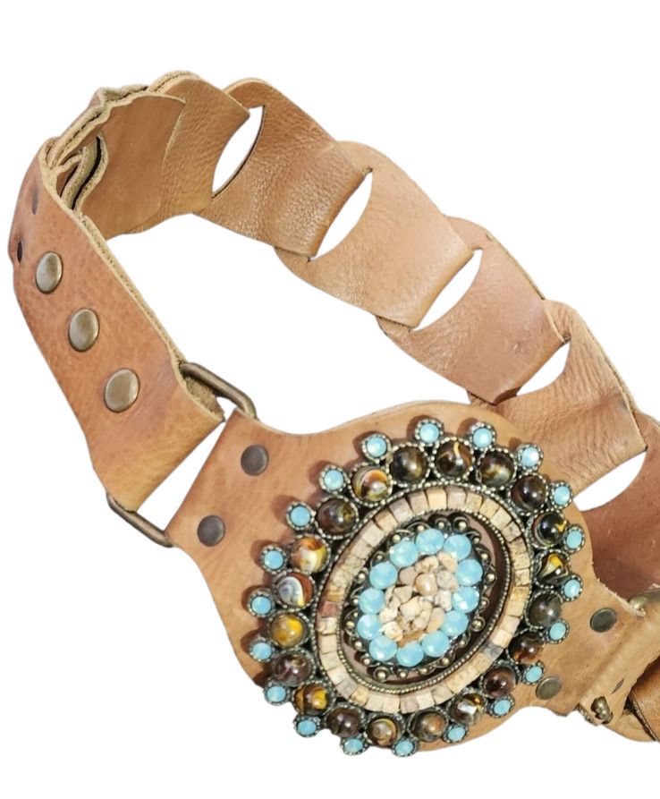 Other LeatheRock Custom Linked Leather Studded Rhinstone Size M/L Size ONE SIZE - 3 Thumbnail