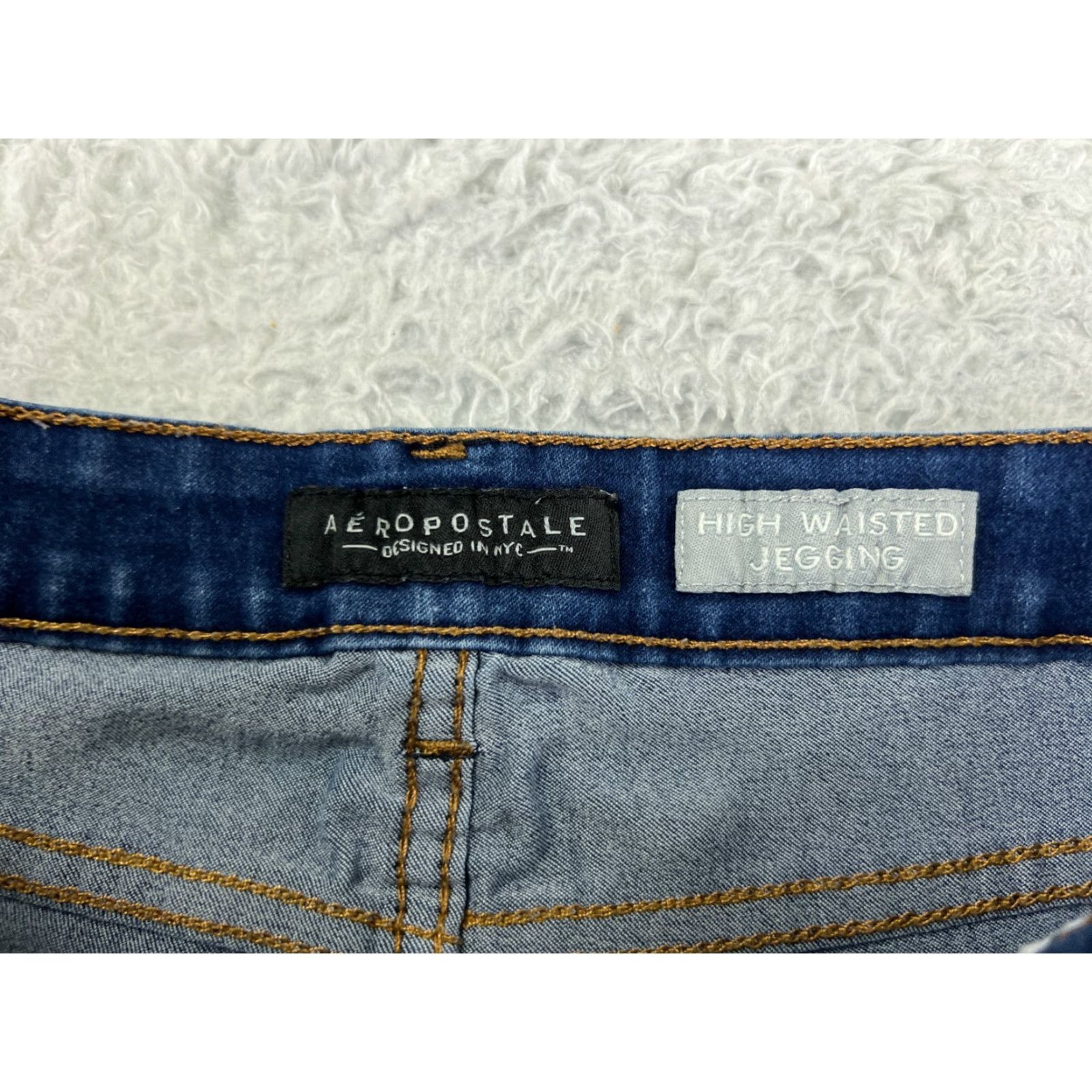 Vintage Aéropostale Jeans Womens 6 Long Blue High Waisted Jegging Cotton Blend 25x28 Denim Stretch 5-Pocket Mens Women Girls? Wait. Size 28" / US 6 / IT 42 - 6 Thumbnail