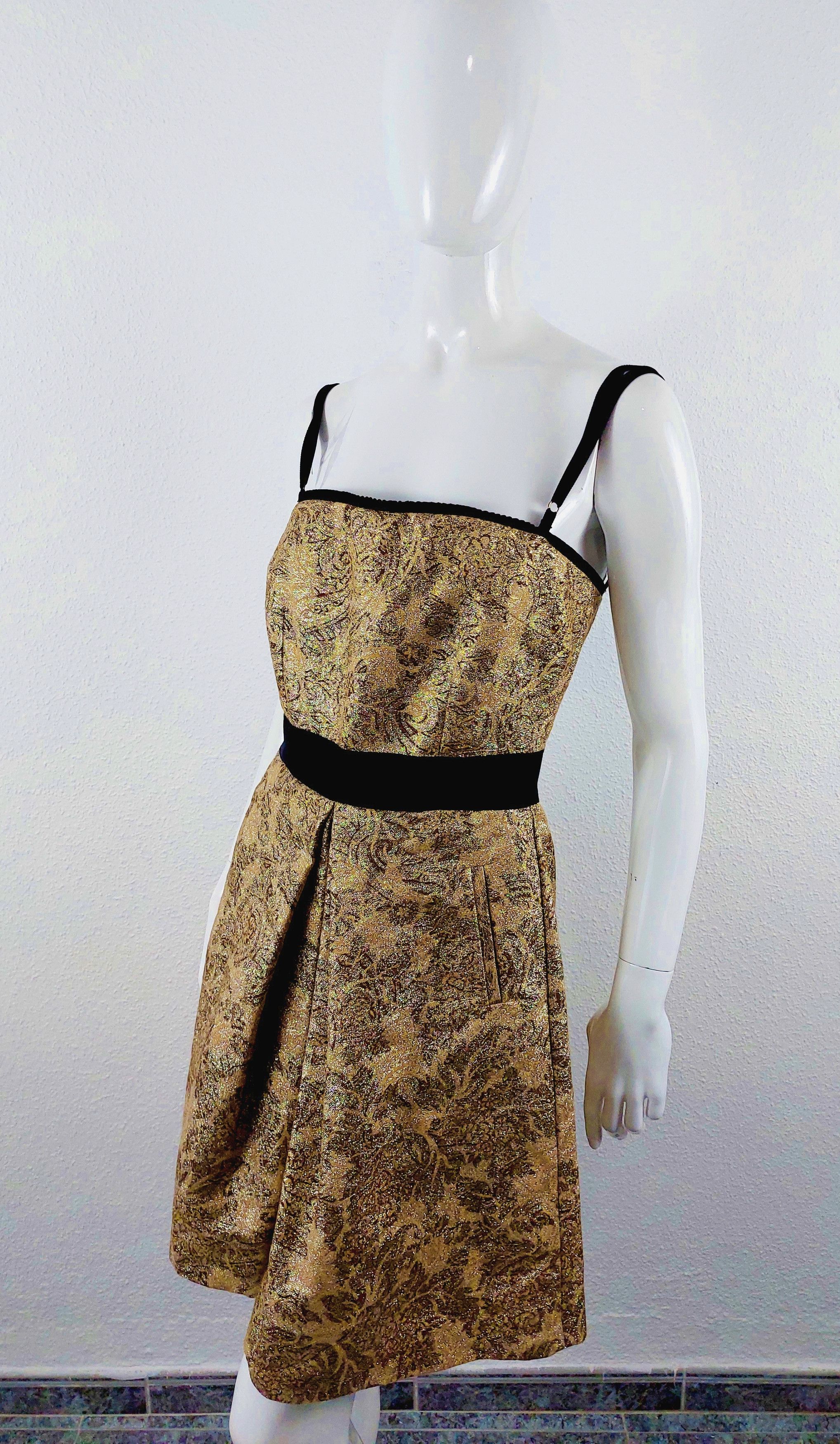 Dolce & Gabbana Dolce & Gabbana Gold Floral Gold Amy Winehouse Gown Dress Size M / US 6-8 / IT 42-44 - 10 Thumbnail