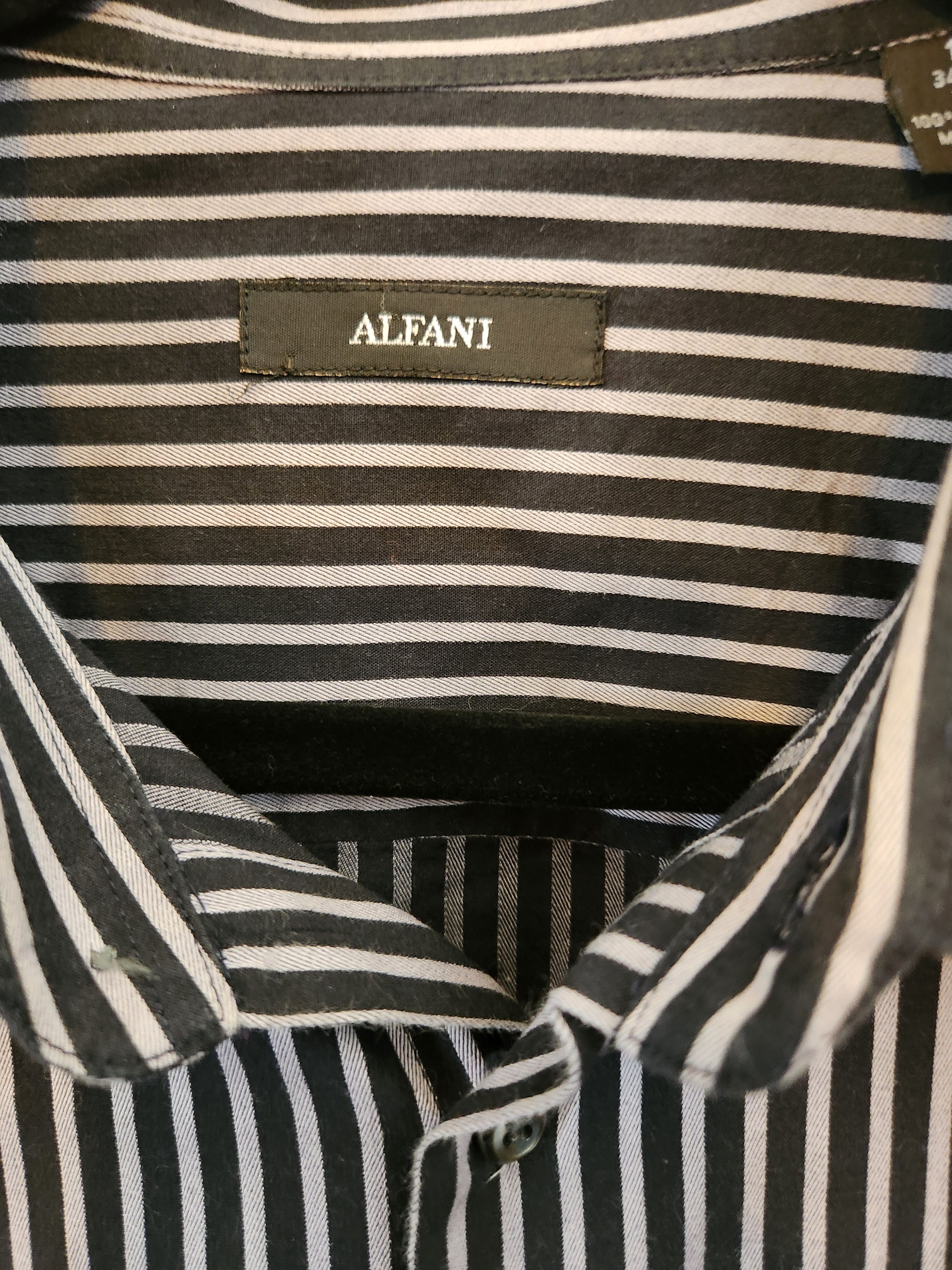 Alfani 100% Cotton Black and Gray Striped Long Sleeve Shirts Size US XL / EU 56 / 4 - 3 Thumbnail