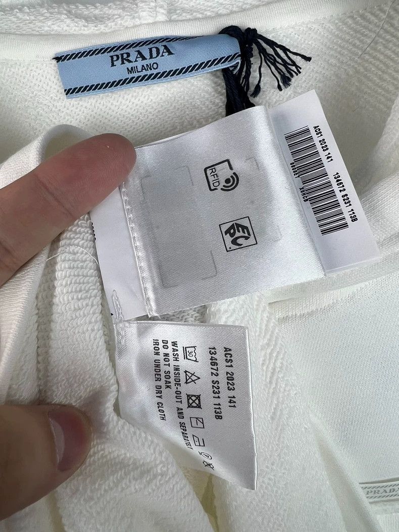 Prada Prada White inverted triangle logo hoodie Size M / US 6-8 / IT 42-44 - 8 Thumbnail