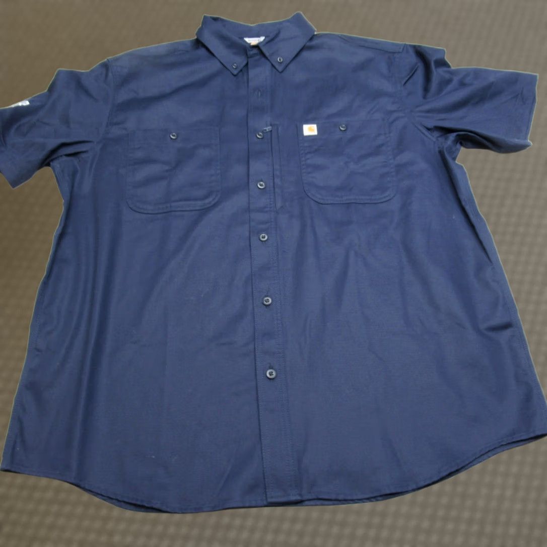 Carhartt VINTAGE Carhartt Shirt Mens Blue Short Sleeve Button Up Relaxed Pockets LOGO NWT Size US XL / EU 56 / 4 - 1 Thumbnail