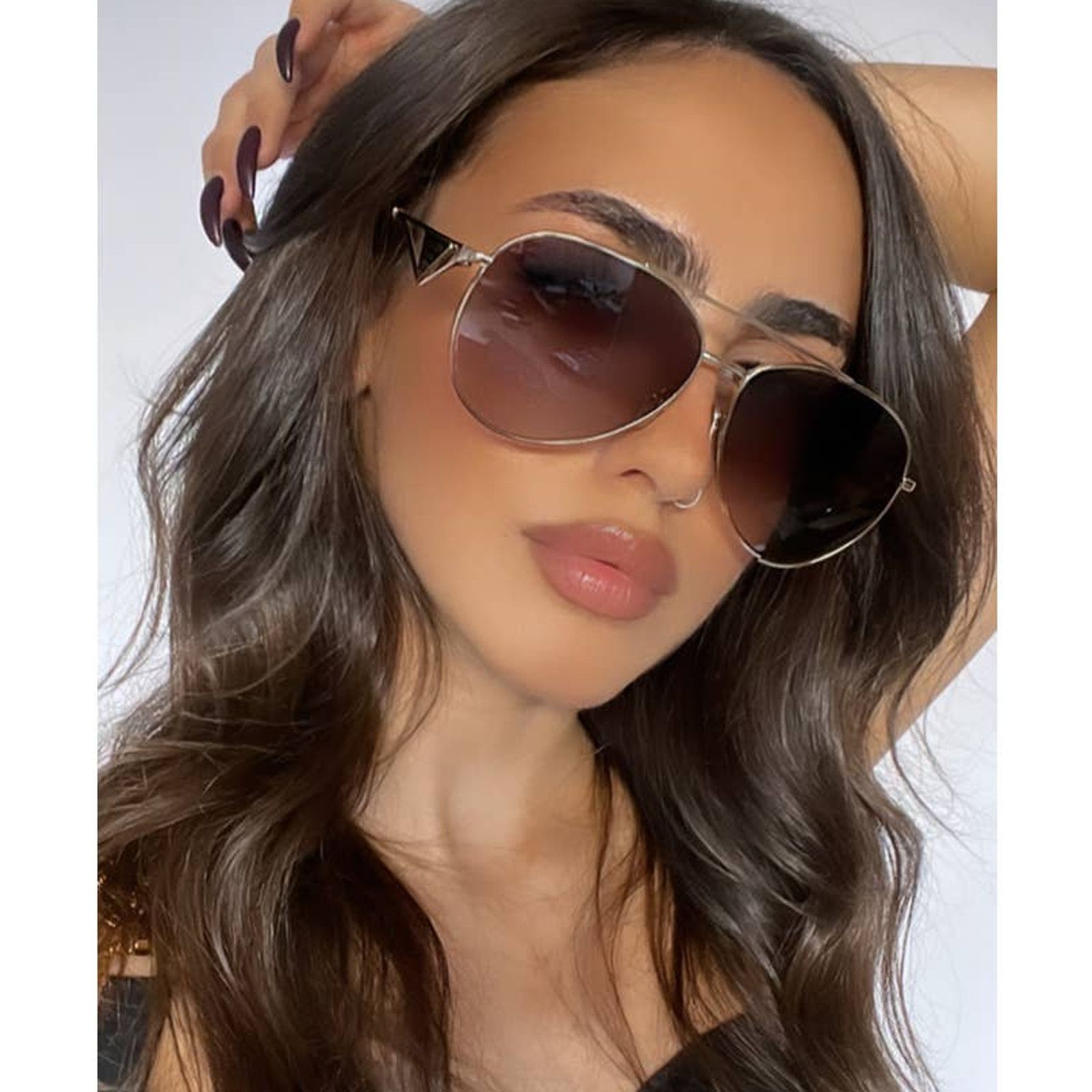 image of New Prada Pr73Zs Zvn5D1 Aviator Sunglasses In Gold Grey, Women's