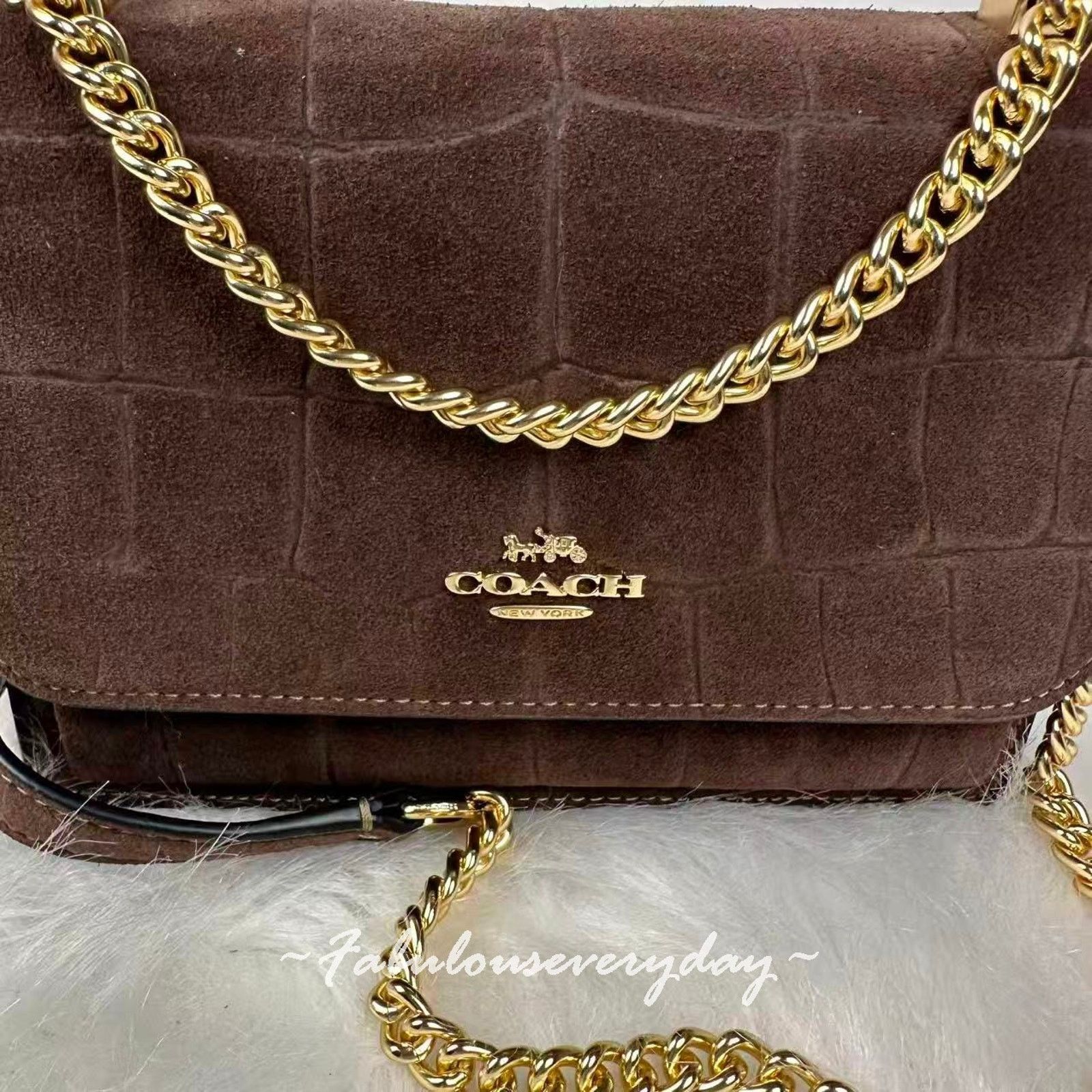Coach Coach Mini Klare Crossbody Crocodile-embossed Suede/Maple Size ONE SIZE - 5 Thumbnail