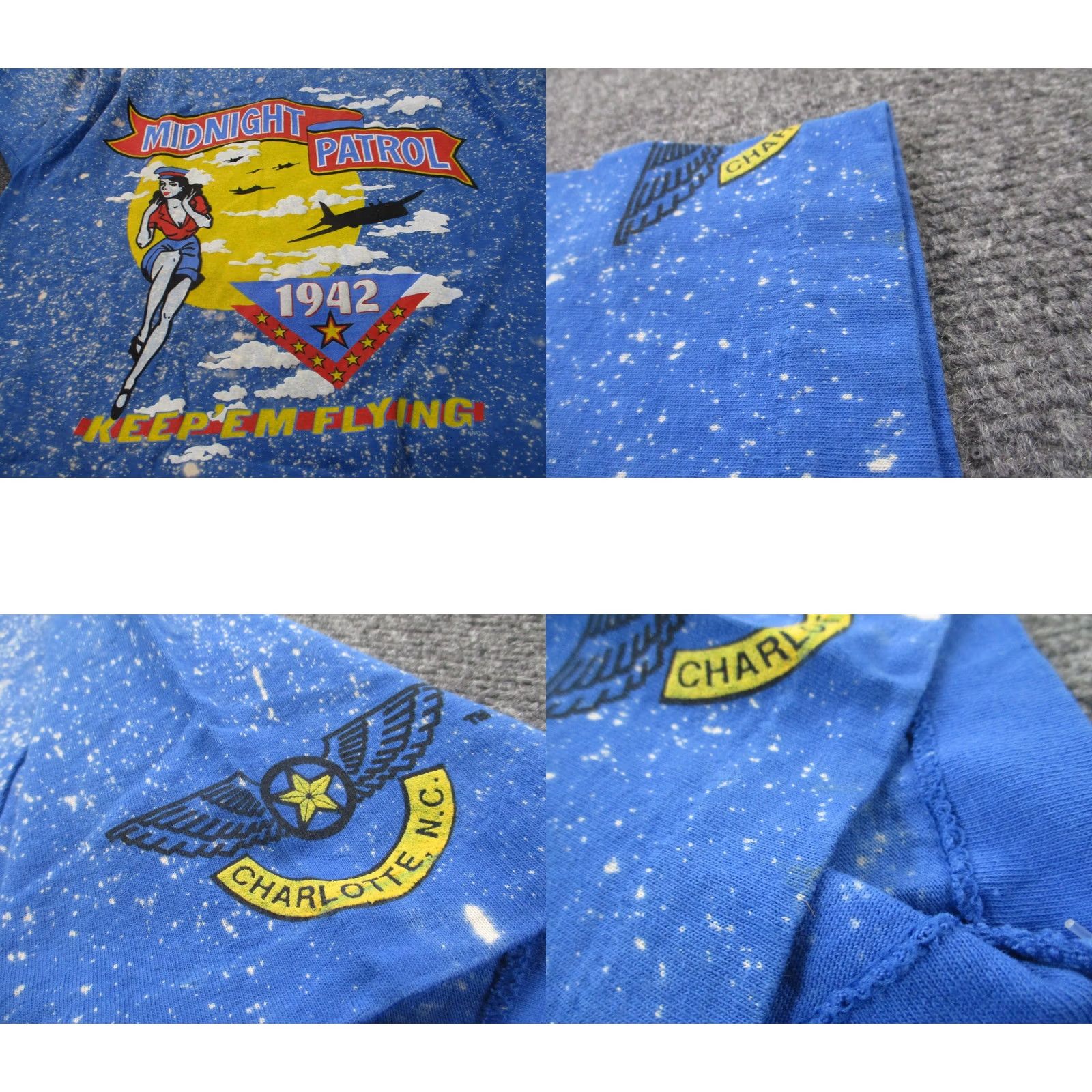 Fruit Of The Loom VINTAGE Midnight Patrol Shirt Men L Blue USA Made Pilot Flying Graphic AWOL 1942 NEW Fruit of the Loom Size US L / EU 52-54 / 3 - 8 Thumbnail