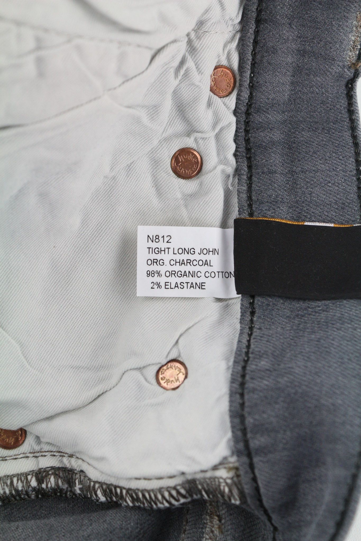 Nudie Jeans TIGHT LONG JOHN W31/L34 Organic Charcoal Denim Fit 80681 Size US 31 - 7 Thumbnail