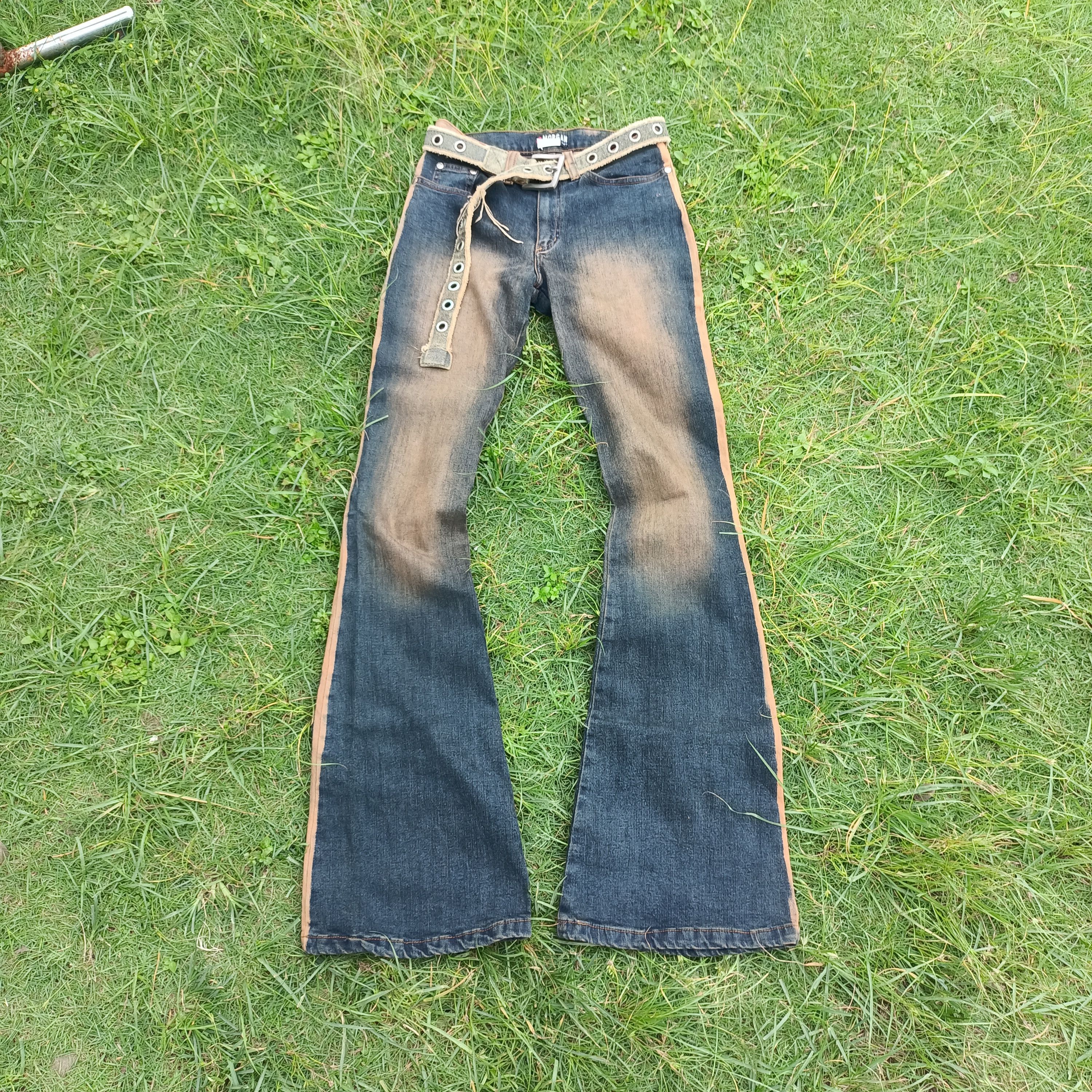 image of Archival Clothing x If Six Was Nine Flare Morgan De Toi With Belt Punk Ring Mudmax Jeans in Mud Dra