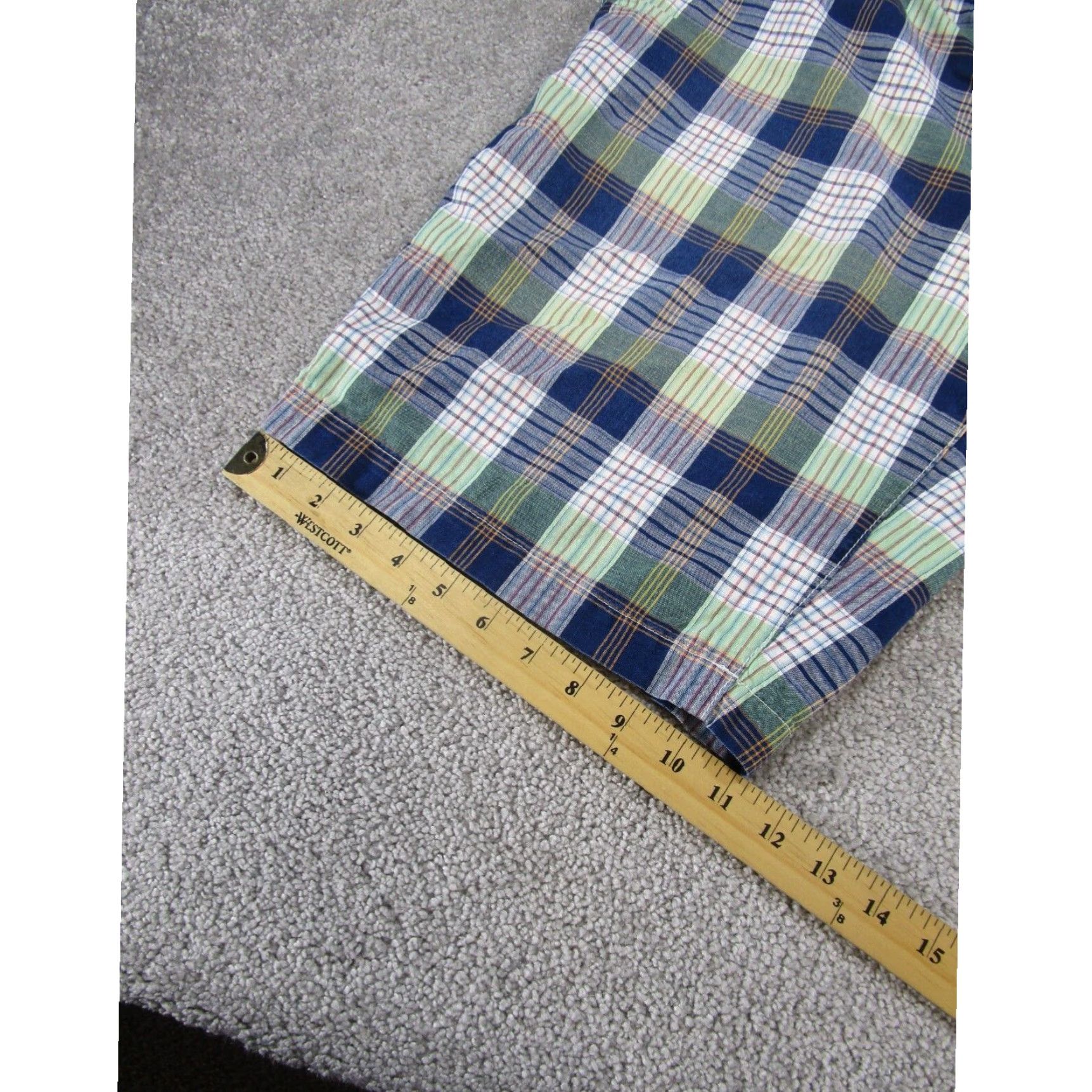 Tommy Bahama Tommy Bahama Mens Shorts 35 Extra Large XL Blue Green White Cotton Madras Plaid Size US 35 - 4 Thumbnail