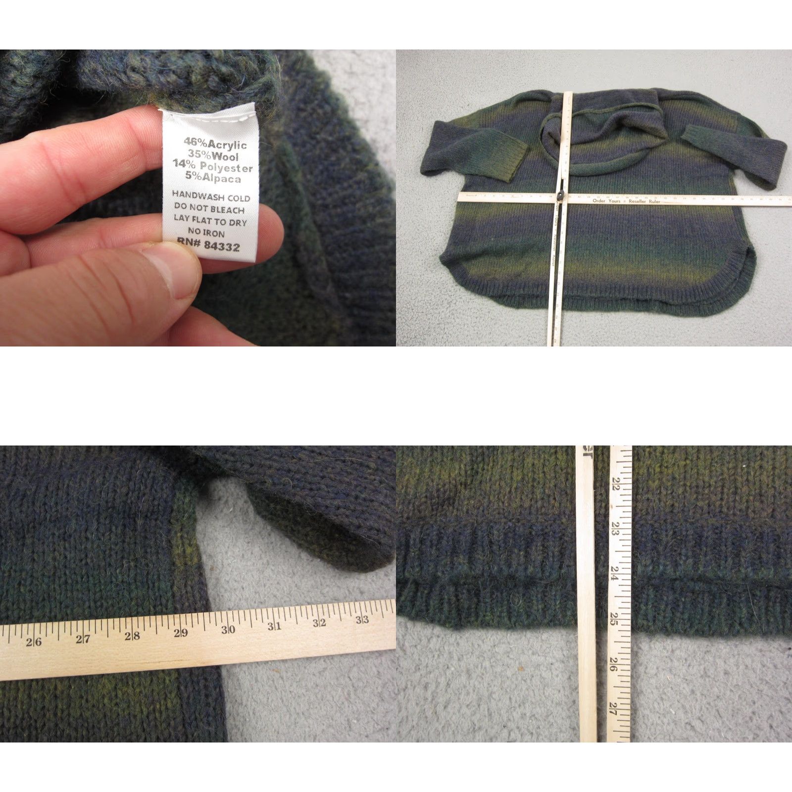 Vintage Sisters Sweater Womens 4X Plus Purple Green Turtleneck Alpaca Wool Stripe Pullover Knit Size XXL / US 16-18 / IT 52-54 - 8 Thumbnail
