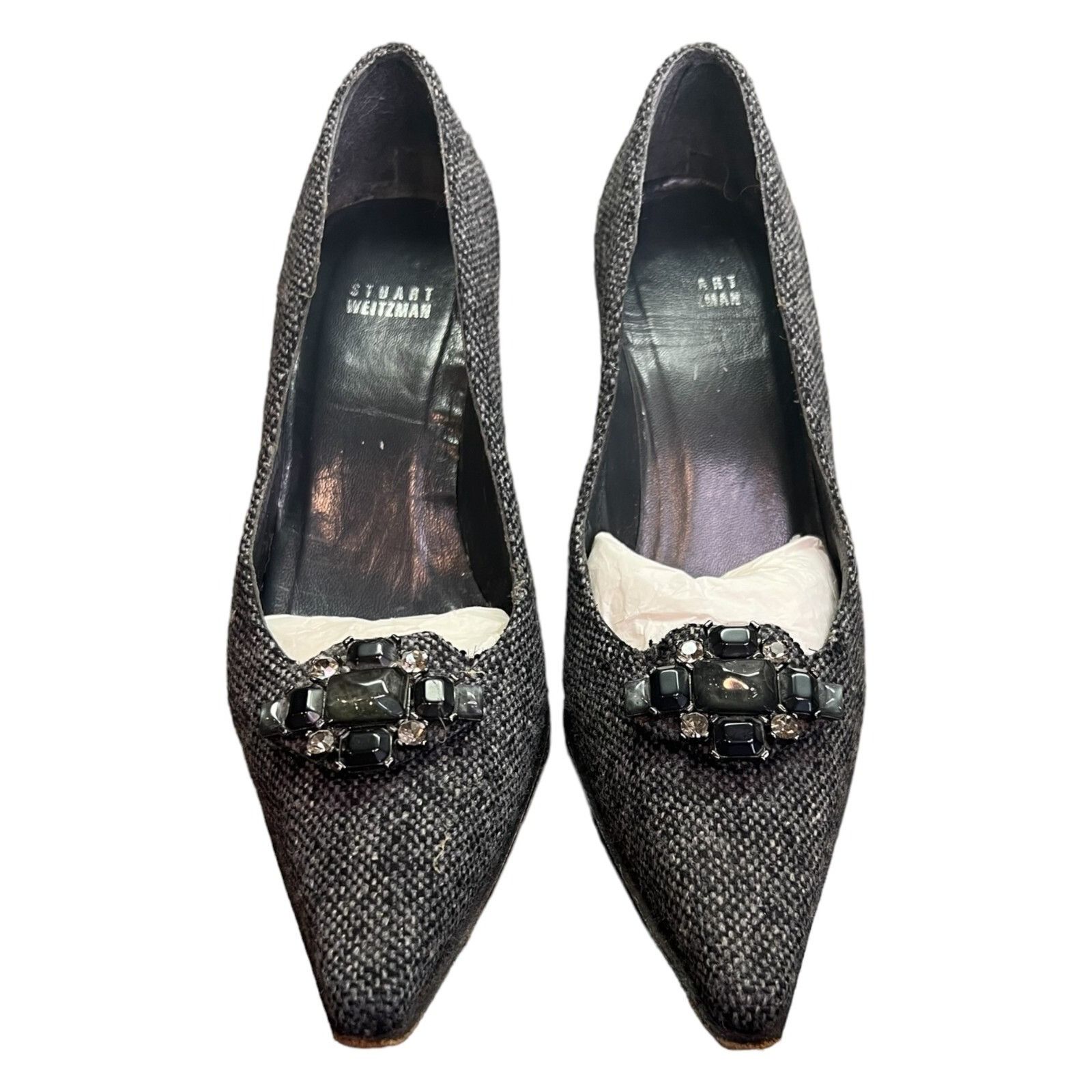 Stuart Weitzman STUART WEITZMAN Platform 3" Heels Women Tweed Jewel Embellis Size US 8.5 / IT 38.5 - 1 Thumbnail