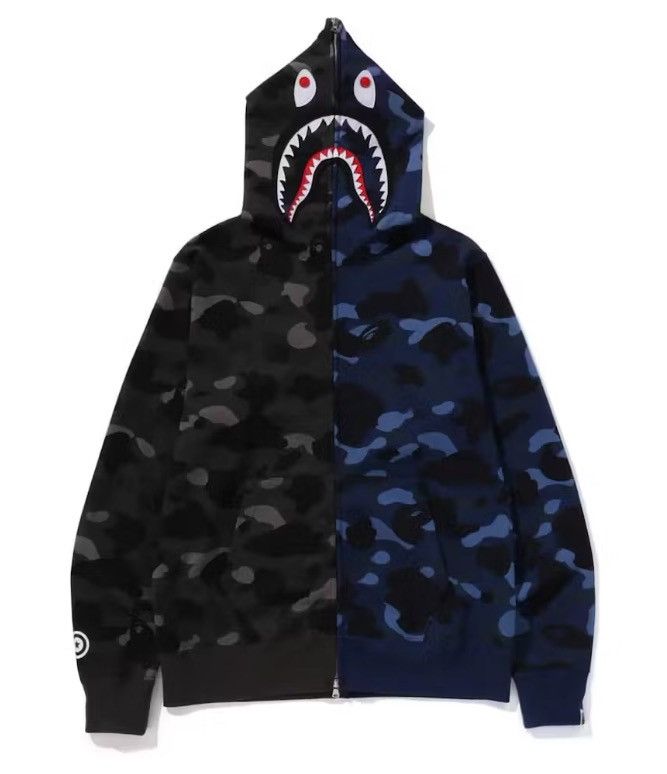 Bape Bape Color Camo Separate Shark Full Zip Hoodie Black / Blue Size US M / EU 48-50 / 2 - 1 Thumbnail