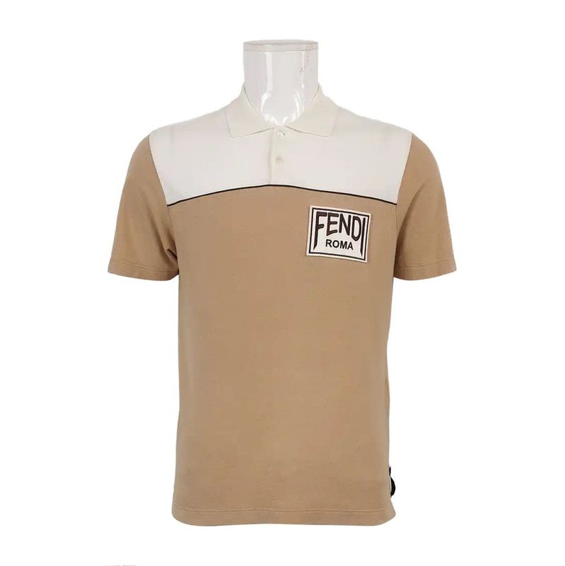 Fendi Embroidered Cotton Polo Shirt for Men 0089