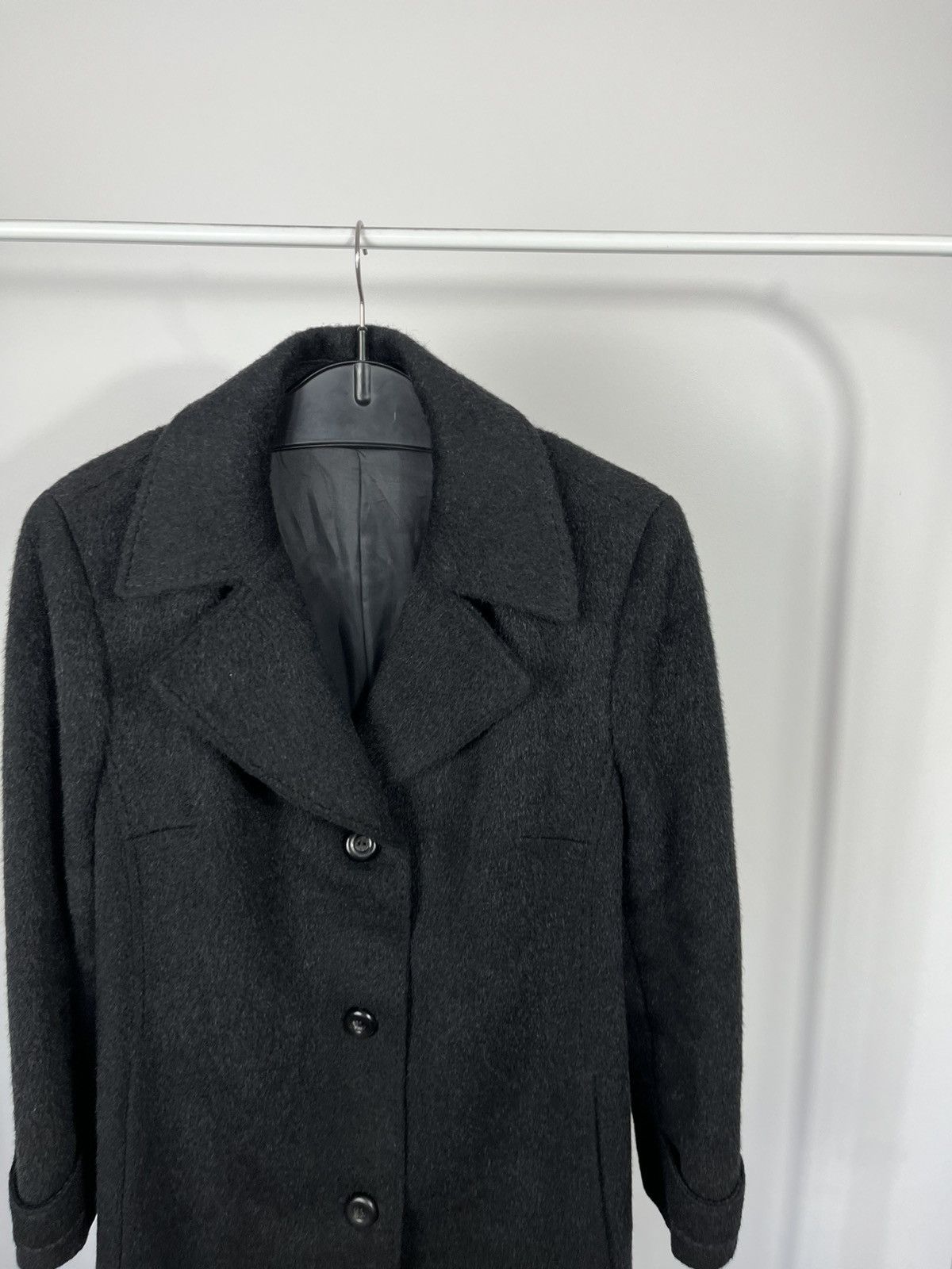 Other Vintage Black Wool Mohair Coat Women Button Mid Length Size M / US 6-8 / IT 42-44 - 3 Thumbnail