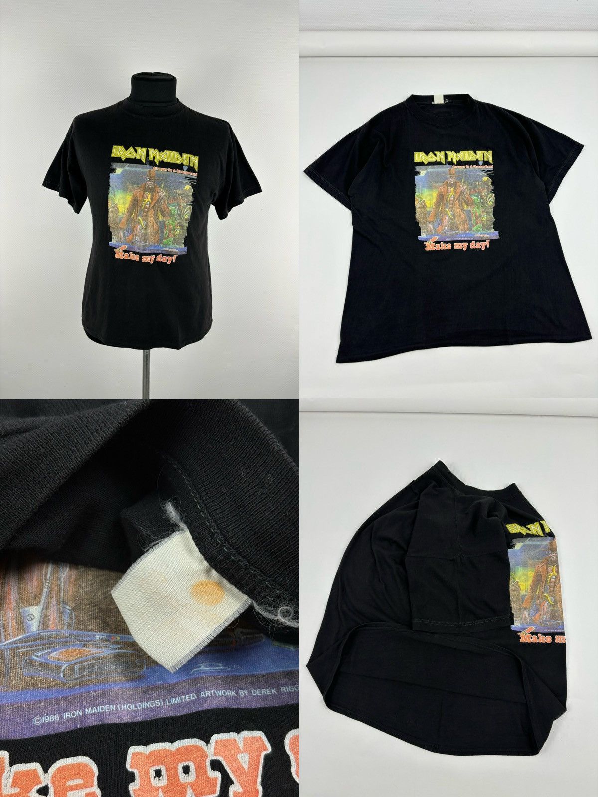 Iron Maiden × Metallica × Pink Floyd RARE 1986 IRON MAIDEN Derek Riggs USA Stranger In A Strange Land Rock T-Shirt M Size US M / EU 48-50 / 2 - 1 Thumbnail