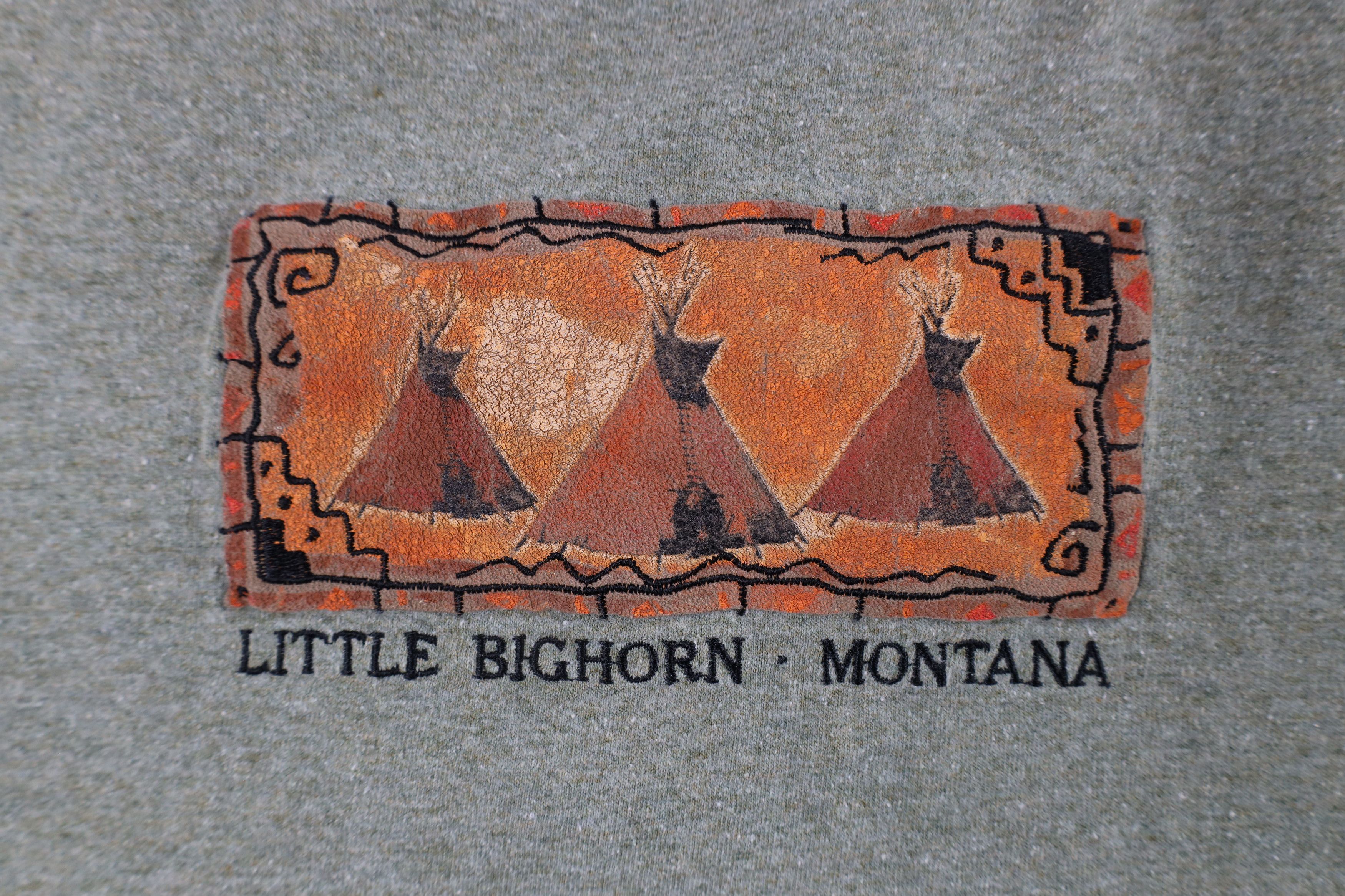 Vintage Vintage 90s Streetwear Little Bighorn Montana T-Shirt Green Size US XL / EU 56 / 4 - 4 Thumbnail