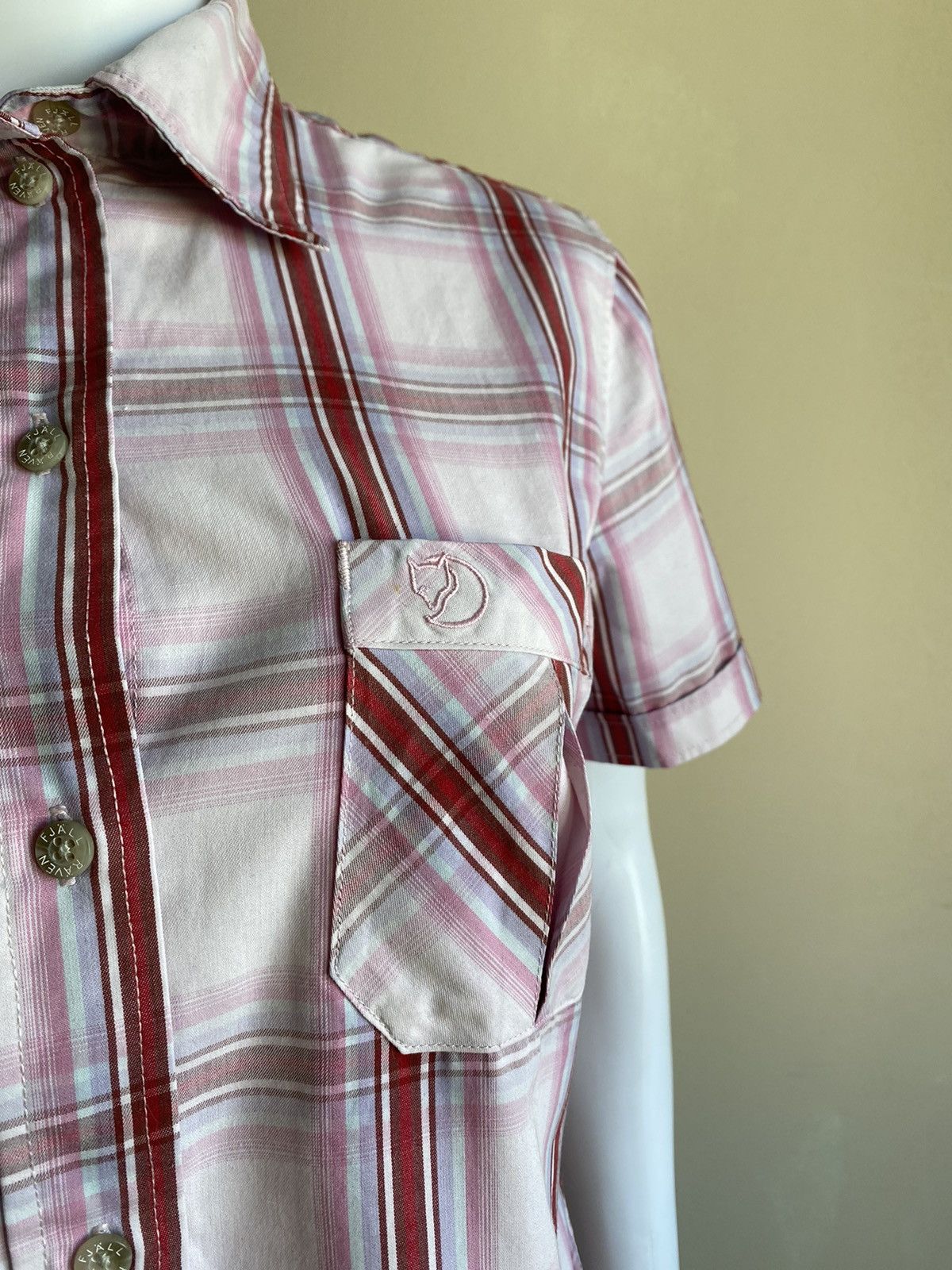 Fjallraven Fjall Raven Womens Pink Button Up Short Sleeve Check Shirt Size M / US 6-8 / IT 42-44 - 4 Thumbnail