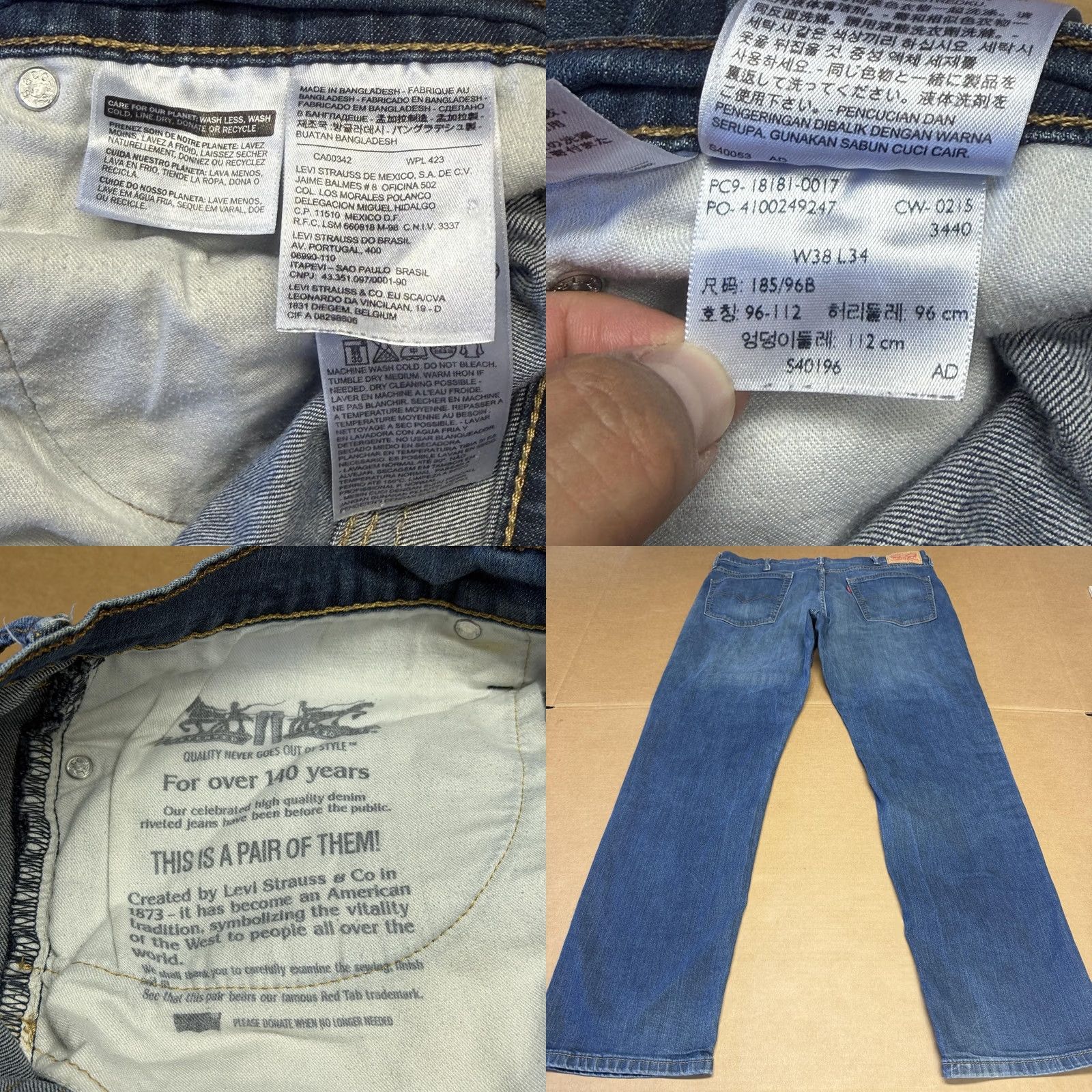 Levi's Levi's 541 Athletic Taper Jeans Mens 38x34 Medium Wash Blue Denim Size US 38 / EU 54 - 9 Thumbnail