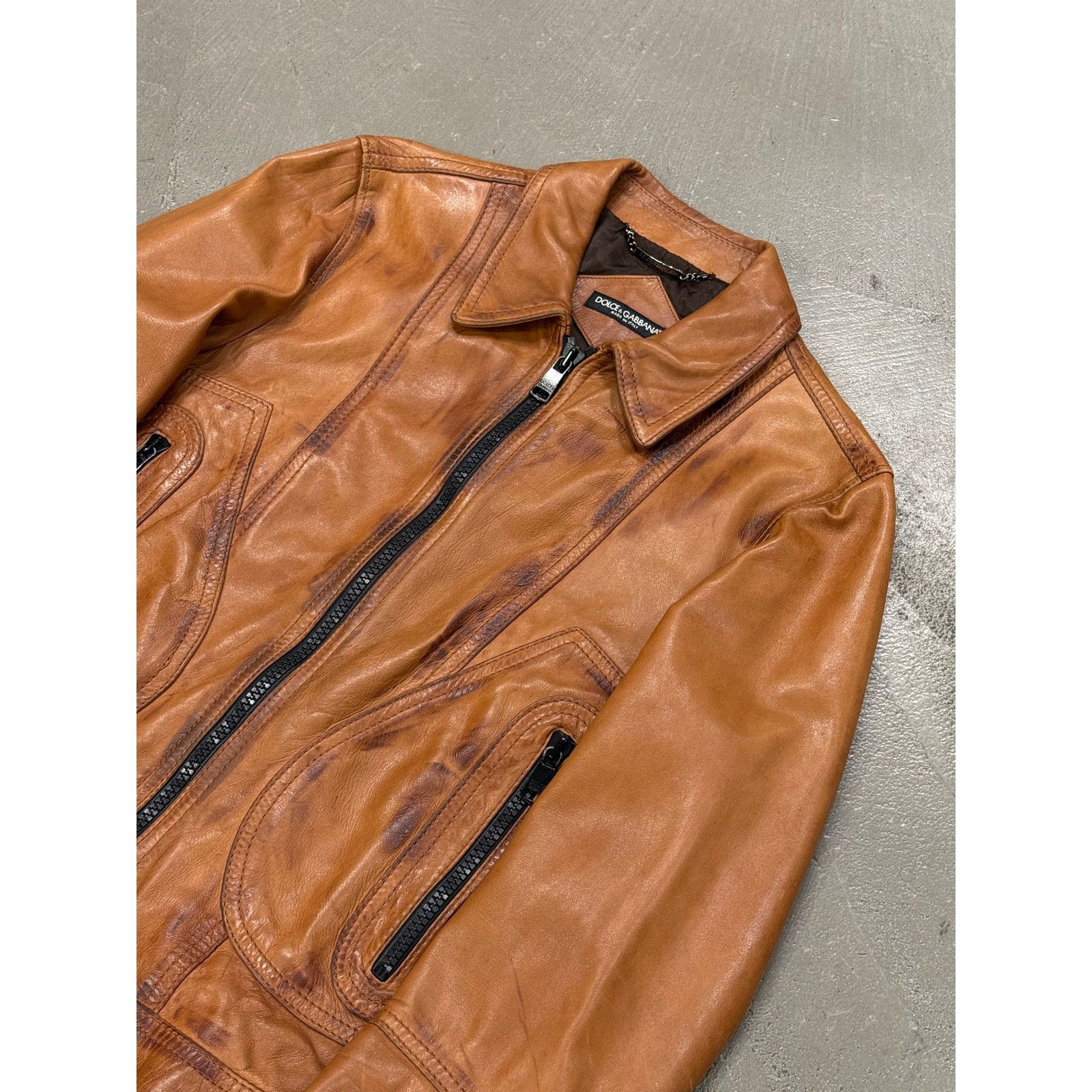 Dolce & Gabbana 2000s Dolce & Gabbana stained rust leather jacket Size XL / US 12-14 / IT 48-50 - 5 Thumbnail