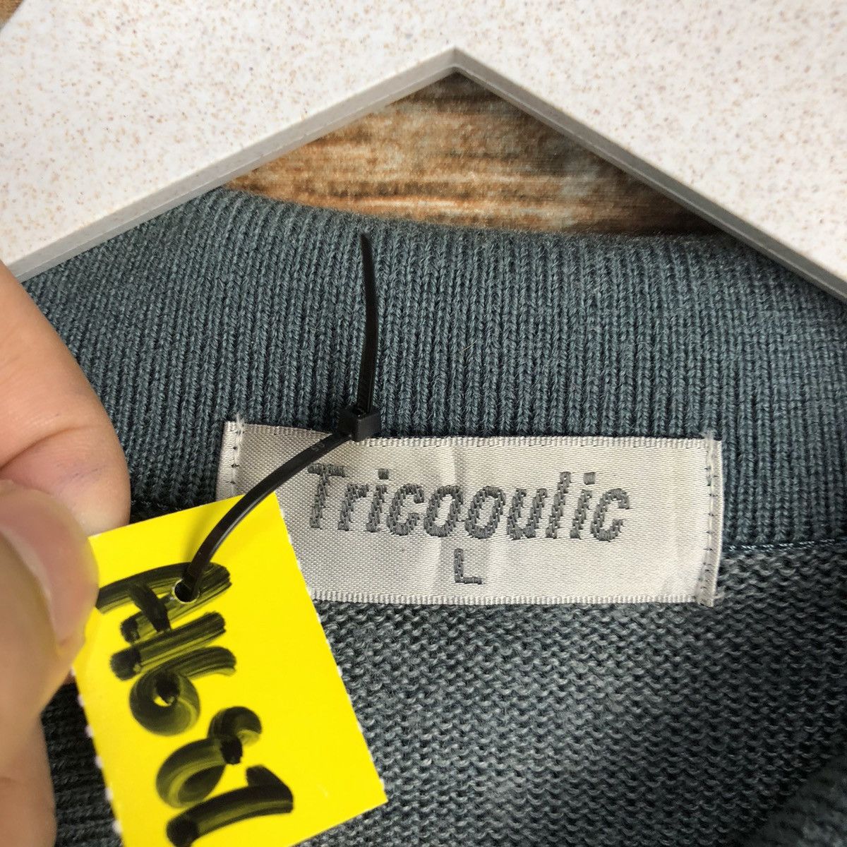 Homespun Knitwear TricoOulic Grey checkered Knitwear collar vintage #A1687 Size US L / EU 52-54 / 3 - 11 Thumbnail