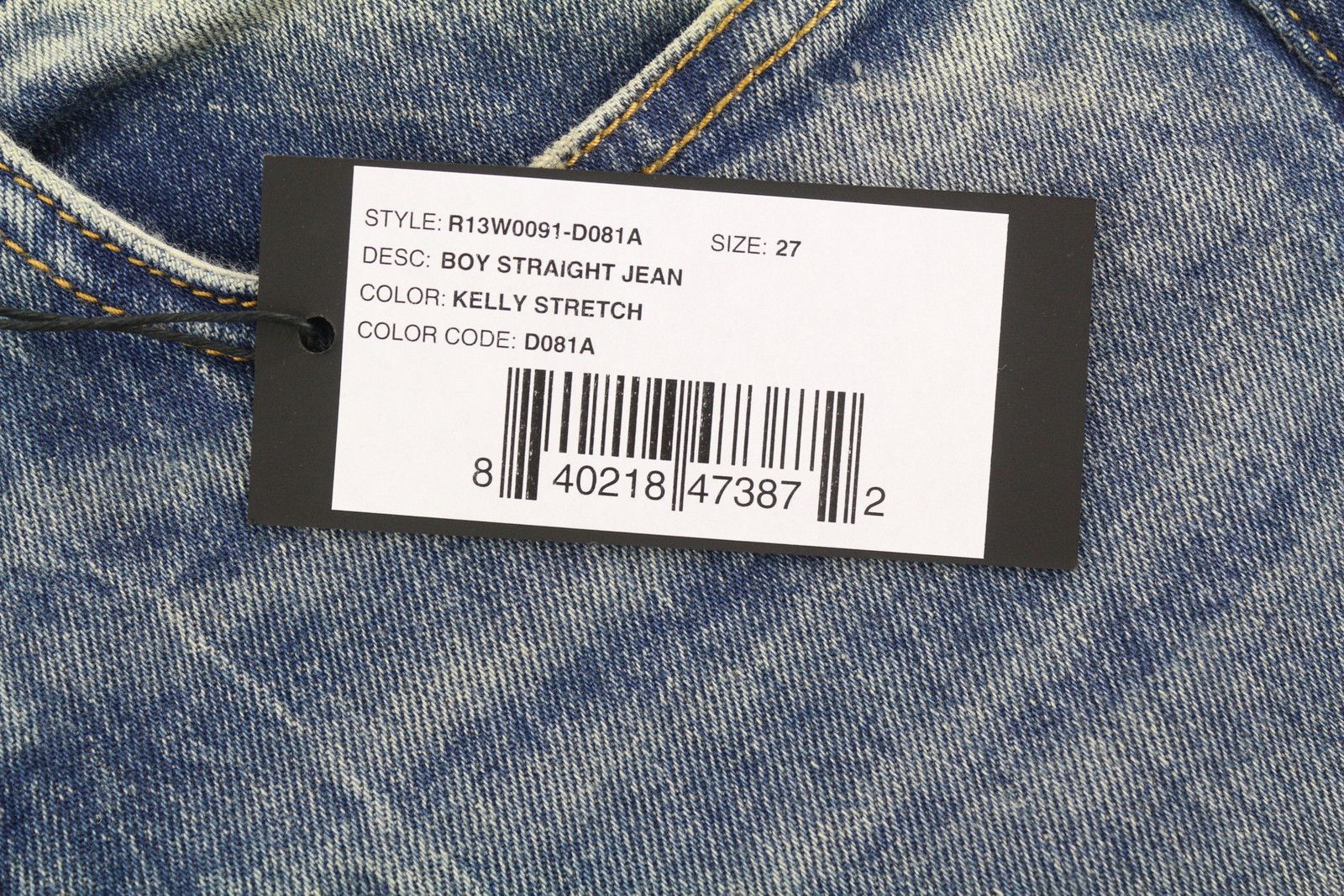 R13 BOY STRAIGHT 27 Ankle Cropped Washed Blue Kelly 84491 Size 27" / US 4 / IT 40 - 7 Thumbnail