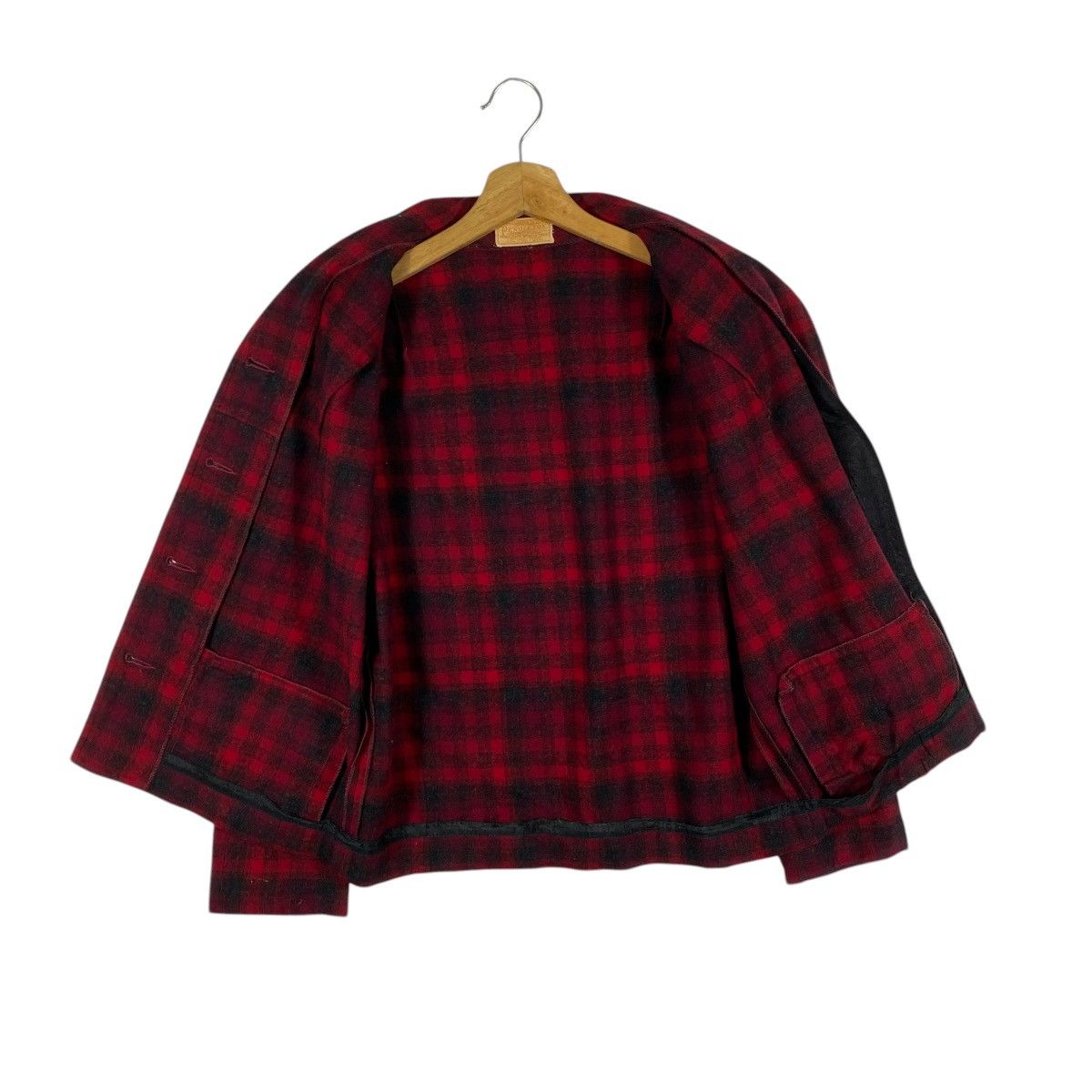 Pendleton Vintage 50s Pendleton Shirt Jacket Red Plaid Wool Shacket Size M / US 6-8 / IT 42-44 - 6 Thumbnail