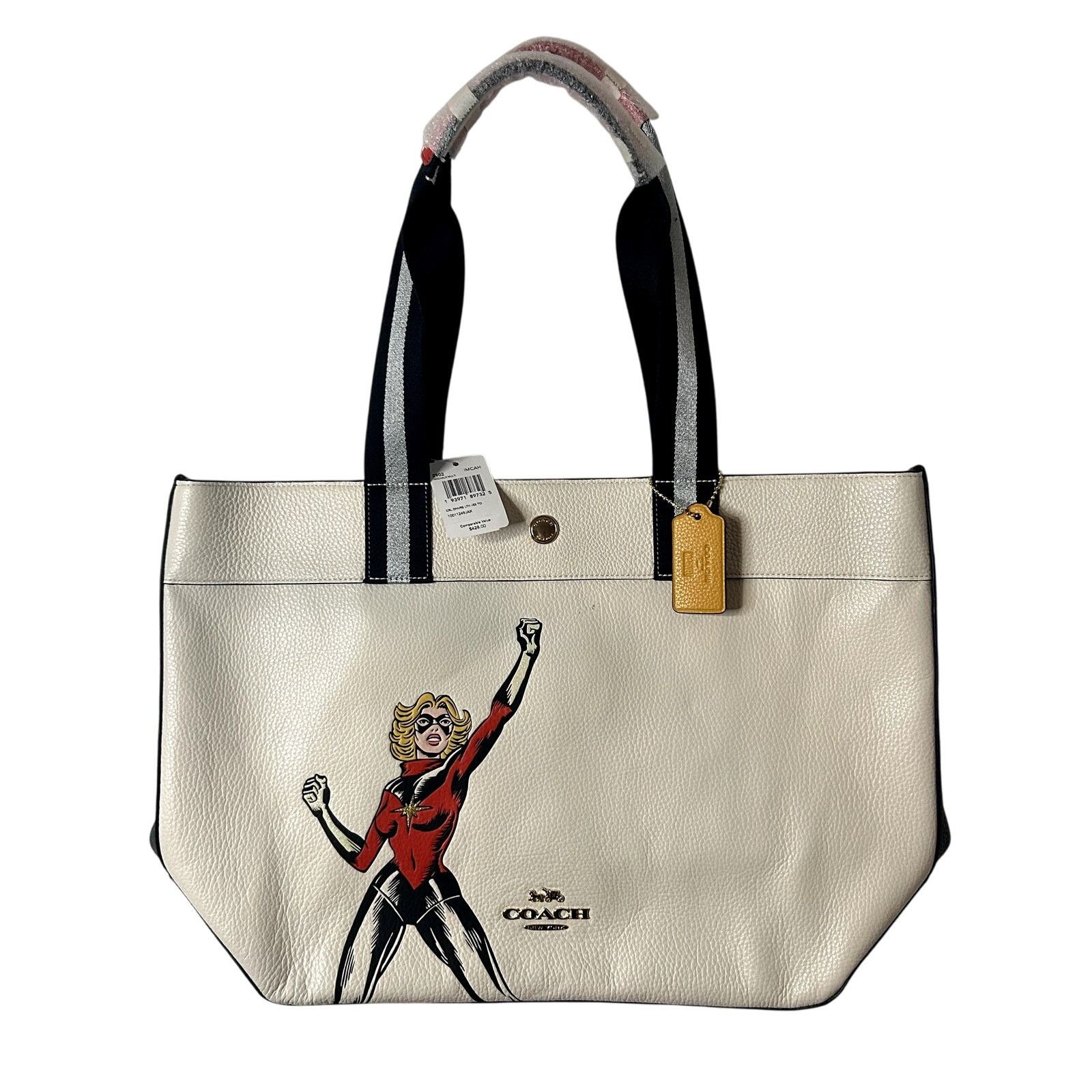 Coach x Marvel Jes Tote with Carol Danvers NWT Cream RARE