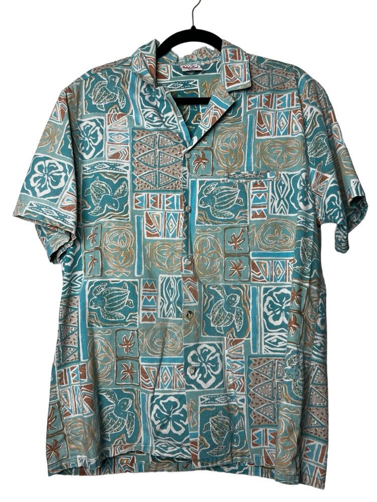 Vintage Vntg 70s Hawaiian Aloha Shirt: Barefoot in Paradise Abstract Size US L / EU 52-54 / 3 - 12 Thumbnail