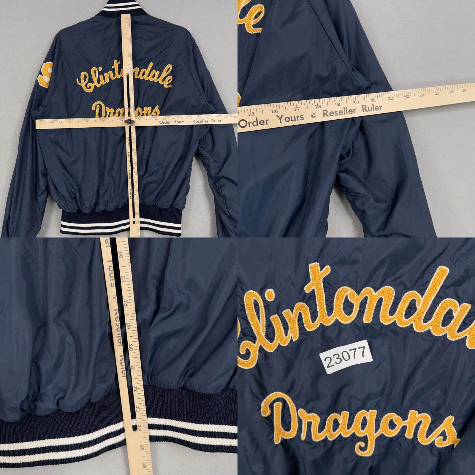 Champion VINTAGE Champion Clintondale Dragons Jacket Mens M Navy Blue Varsity 80s 90s Sports Front Snap Pockets Logo Zipper William? Size US M / EU 48-50 / 2 - 9 Thumbnail