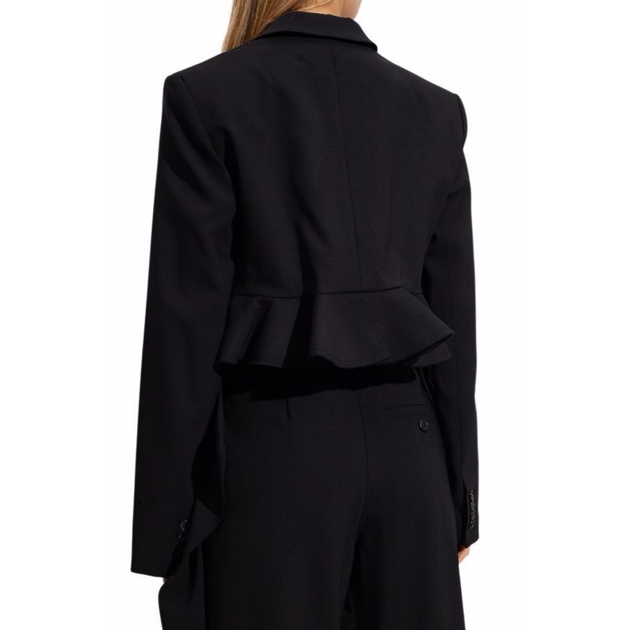 Andersons NWT J.W. Anderson Ruffled Hem Cropped Jacket in Black, Luxe Boho Tailored Style 2 (067) Size XS / US 0-2 / IT 36-38 - 6 Thumbnail