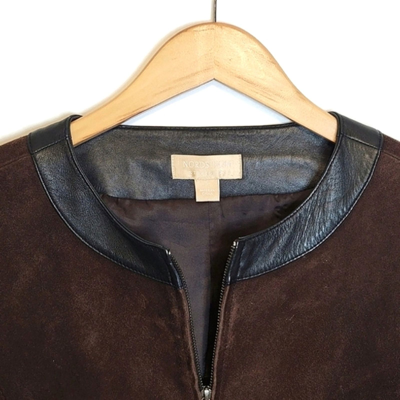 Nordstrom Nordstrom Studio 121 Brown Suede Leather Jacket Zip Front S Size S / US 4 / IT 40 - 3 Thumbnail