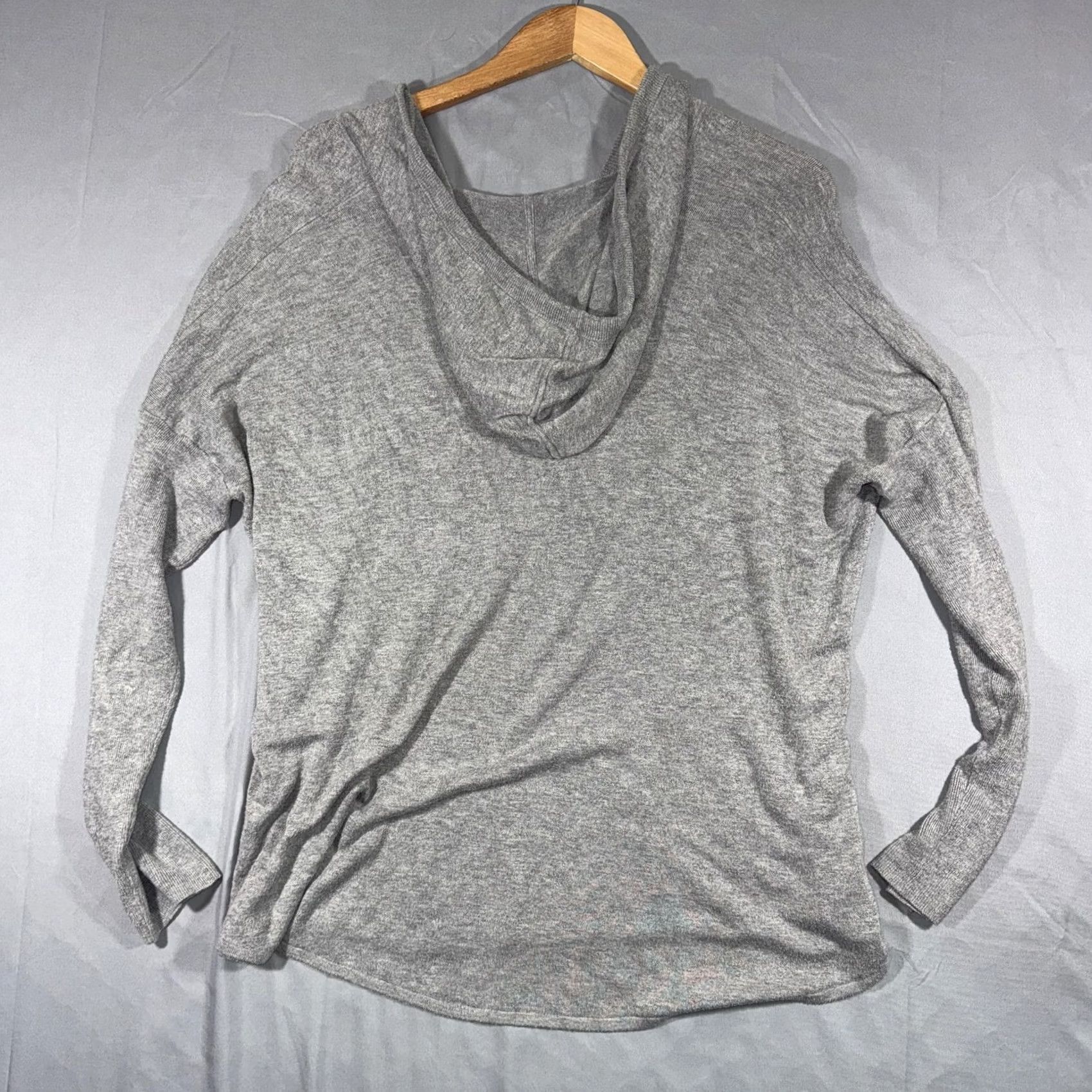 Eileen Fisher VINTAGE? No. Eileen Fisher Sweater Womens L Gray Hooded Henley Knit Hoodie Pullover Size L / US 10 / IT 46 - 2 Thumbnail