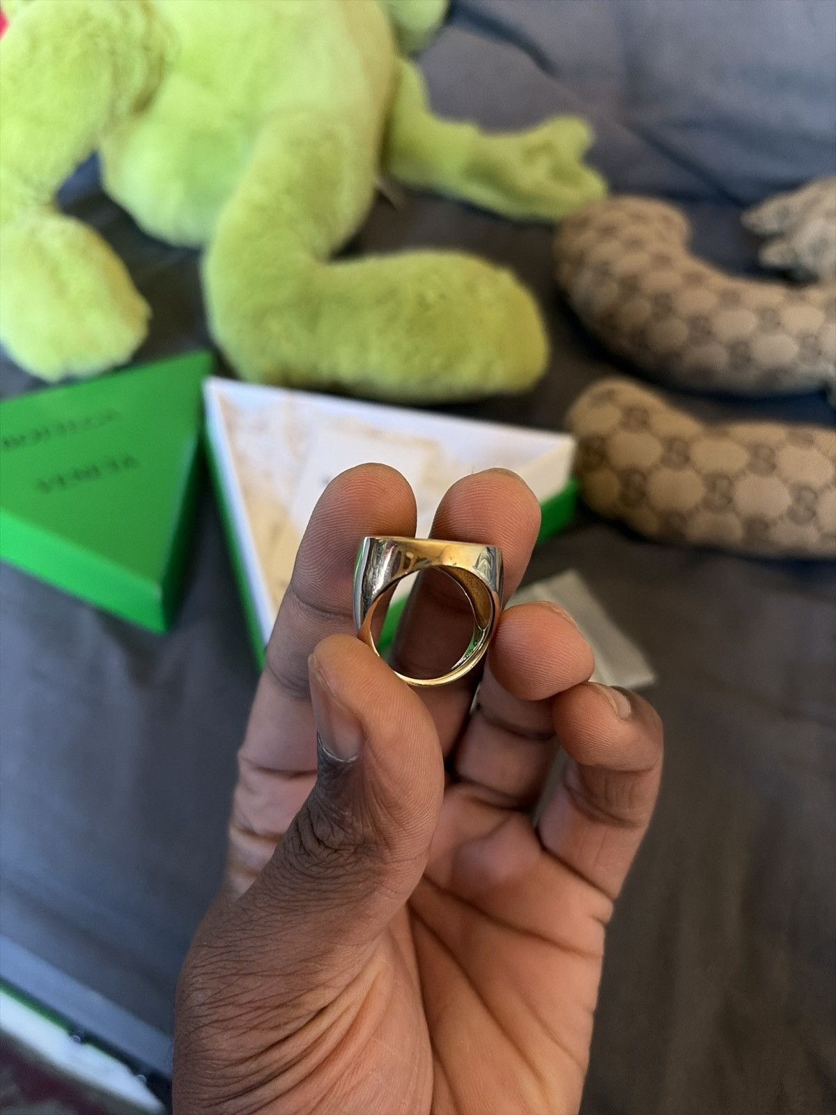 Bottega Veneta Gold Finish Sterling Silver Ring in Gold Size ONE SIZE - 2 Thumbnail