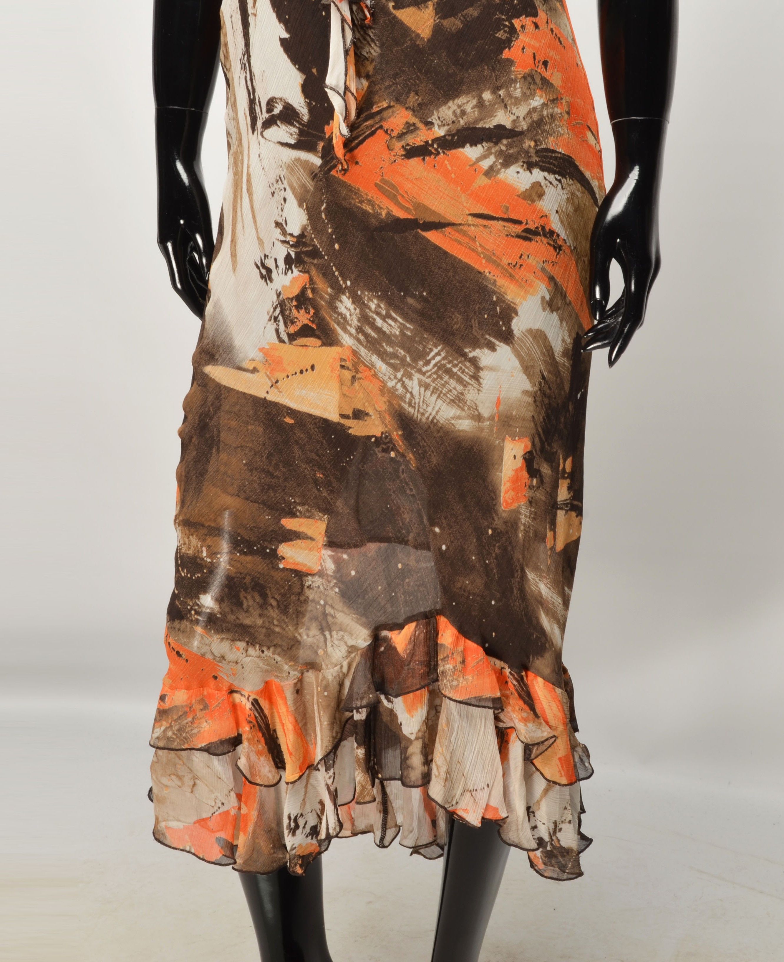 Vintage Vintage Prestige Moda Y2K Abstract Print Ruffle Hem Dress Size XL / US 12-14 / IT 48-50 - 3 Thumbnail