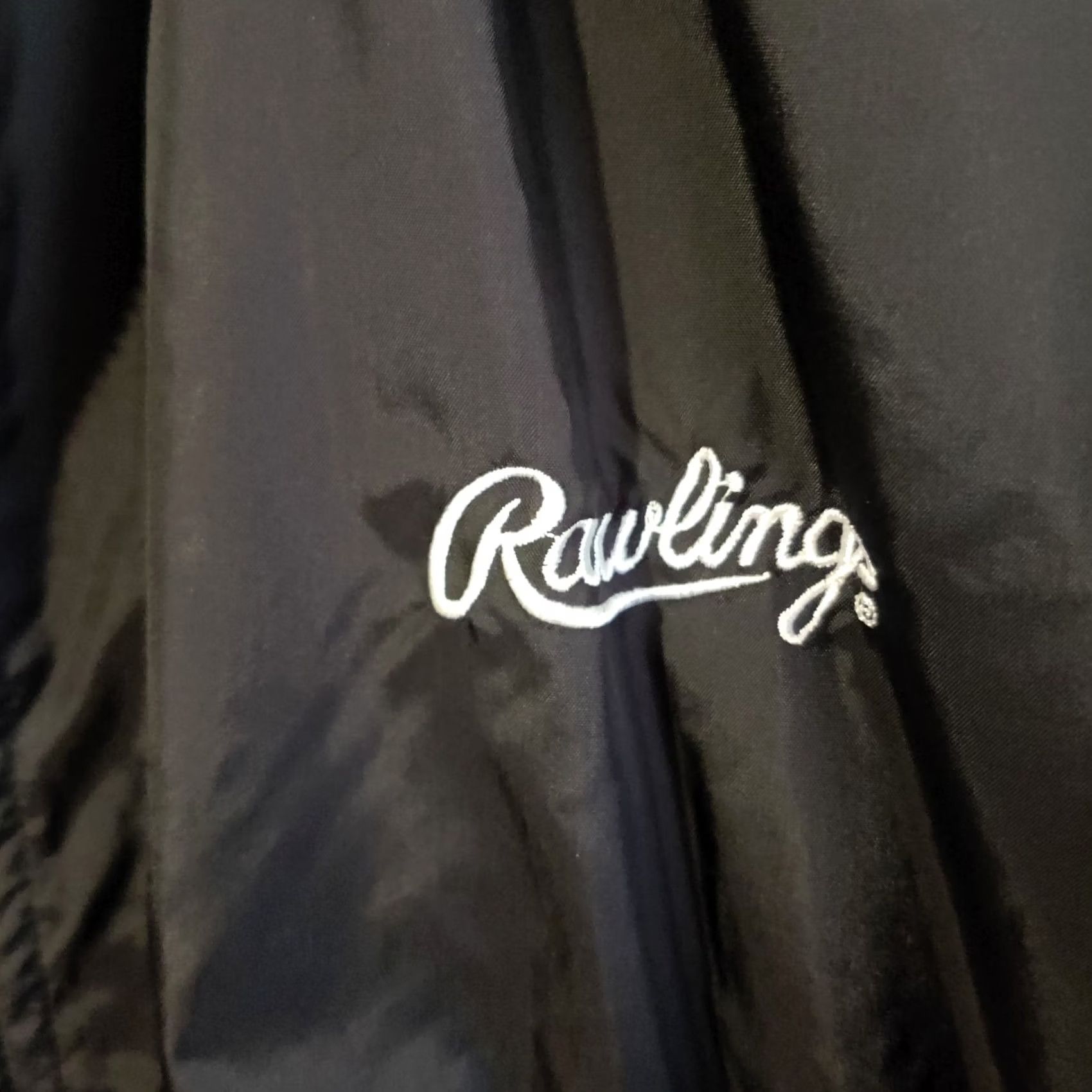 Vintage VINTAGE Rawlings Windbreaker Jacket Black L Large Nylon Full Zip Lined Mens Size US L / EU 52-54 / 3 - 3 Thumbnail