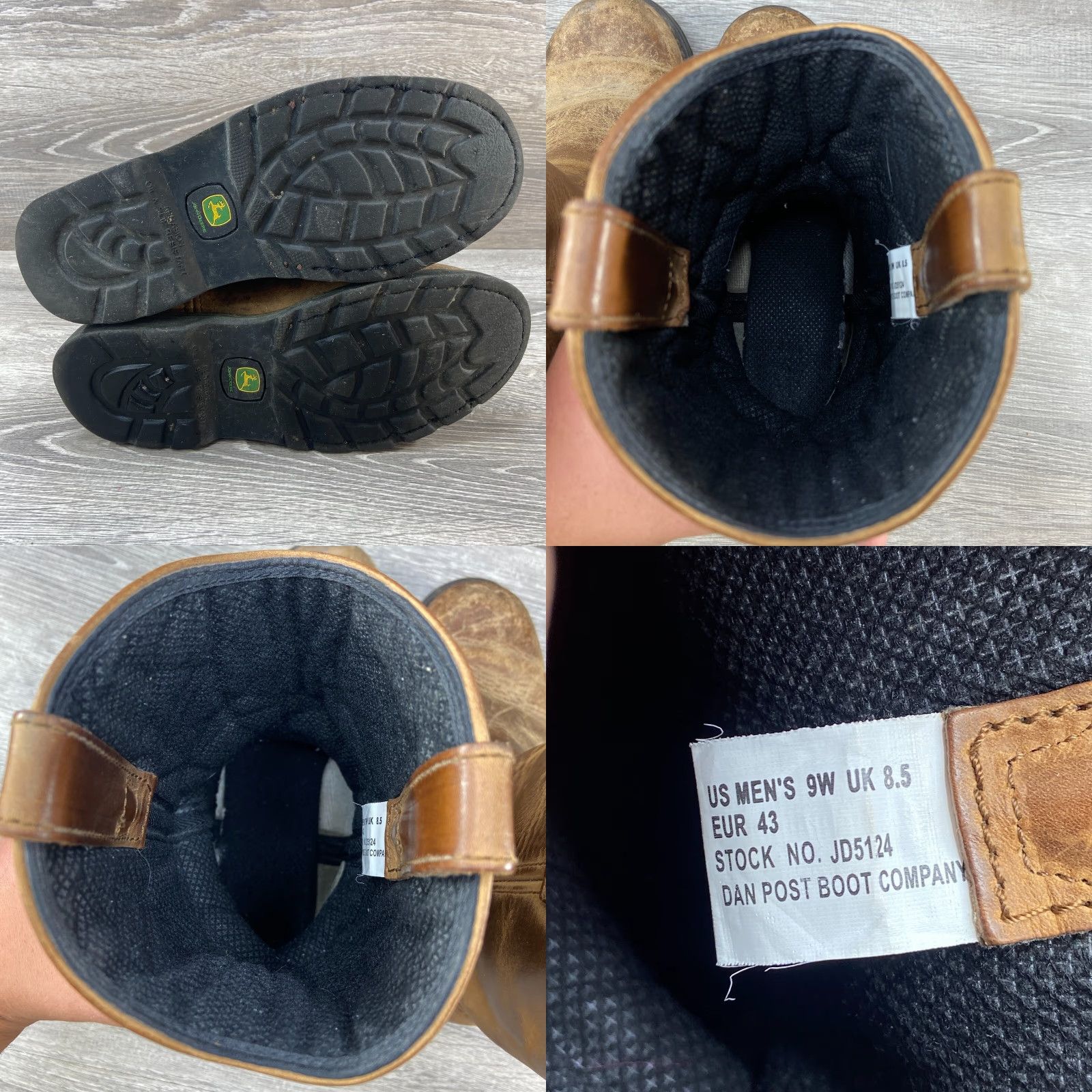 John Deere Dan Post John Deere Brown Leather Round Toe Ropers Cowboy Boots Mens Size 9 W Size US 9 / EU 42 - 8 Thumbnail