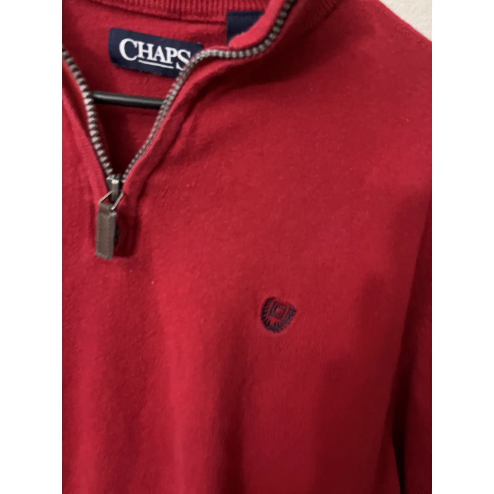 Chaps Chaps Sweater Mens Large Red 1/4 Zipper Long Sleeve Cashmere Blend Crew Neck Pullover All Seasons Modern Regular Size US L / EU 52-54 / 3 - 3 Thumbnail