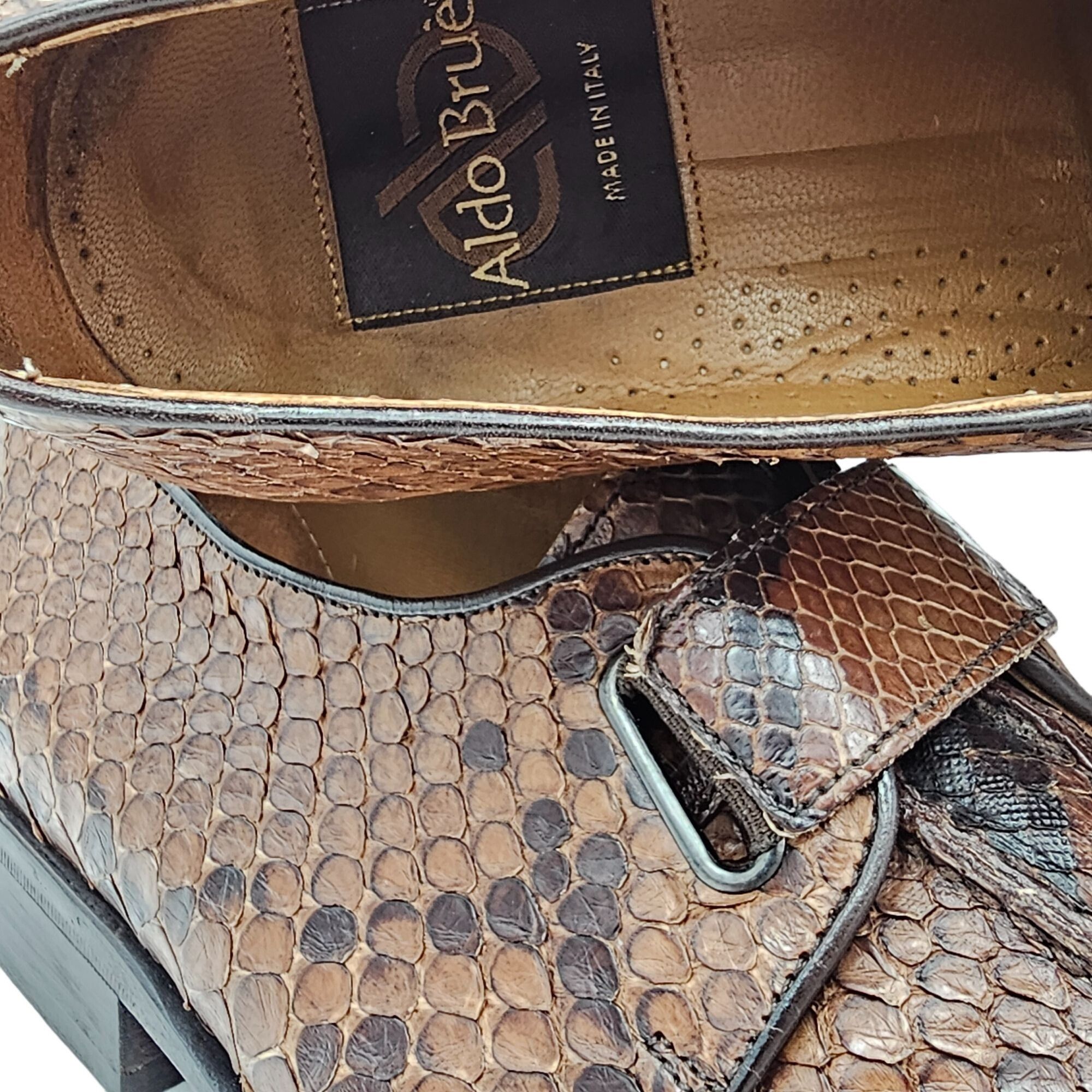Aldo Brue Exotic Python Snake skin Aldo Brue Italy Mens size 8.5 Brown Size US 8.5 / EU 41-42 - 12 Thumbnail