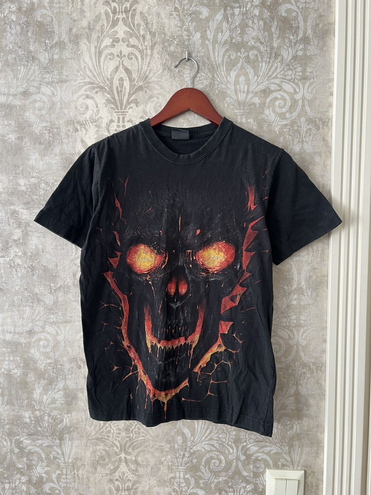 Vintage Vintage Spiral Direct Fire Skull Graphic Tee Size US S / EU 44-46 / 1 - 1 Thumbnail