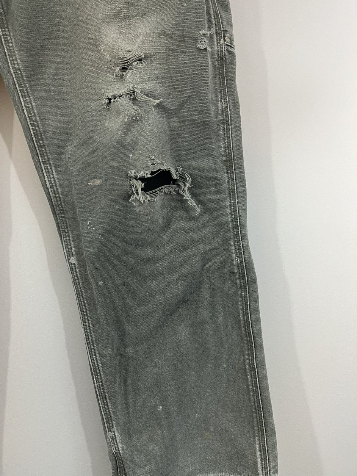 Carhartt Thrashed Sun Faded Olive Carpenter Pants Size US 33 - 5 Thumbnail
