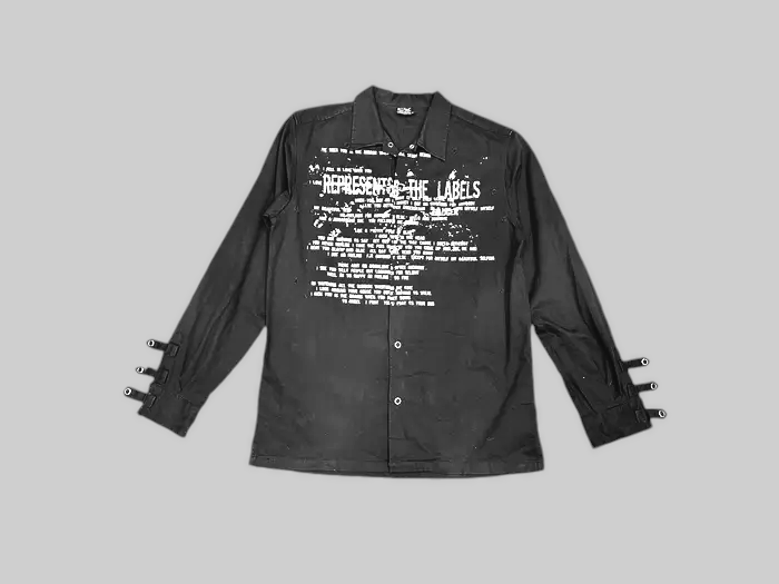 Japanese Brand Badger Anarchy Poem Seditionaries Distressed Button Up Shirt Size US L / EU 52-54 / 3 - 4 Thumbnail