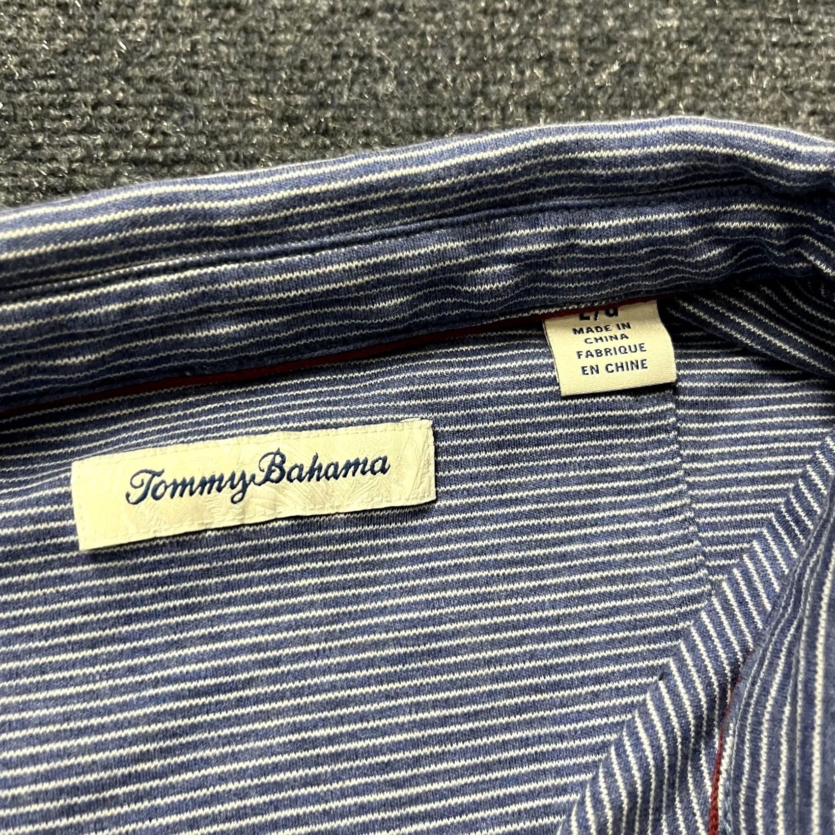 Tommy Bahama Tommy Bahama Polo Shirt Mens Large Blue White Stripe Short Sleeve Casual Golf Size US L / EU 52-54 / 3 - 2 Thumbnail