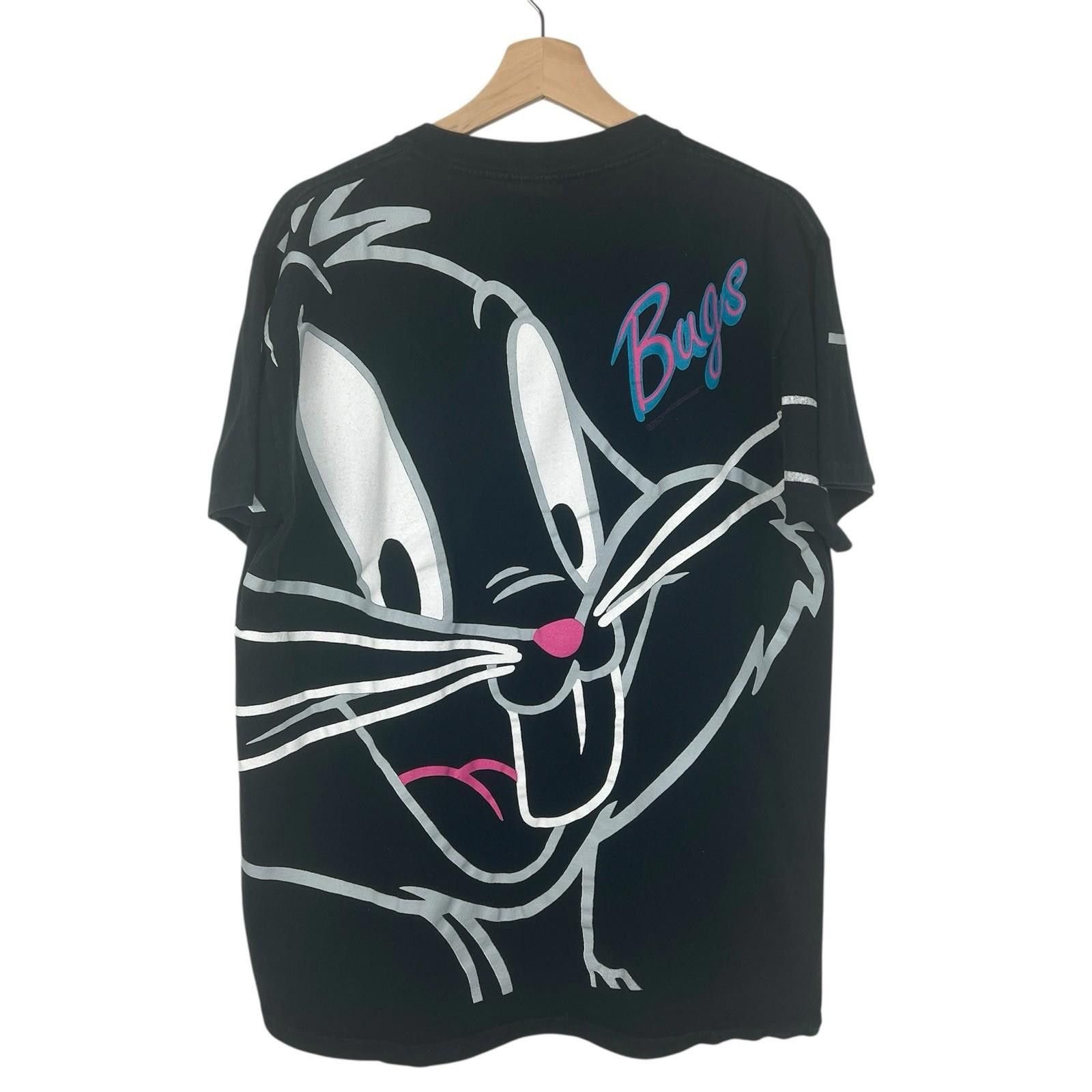 Other Vintage 90s Bugs Bunny Looney Tunes AOP Black T Shirt Large Size US L / EU 52-54 / 3 - 4 Thumbnail