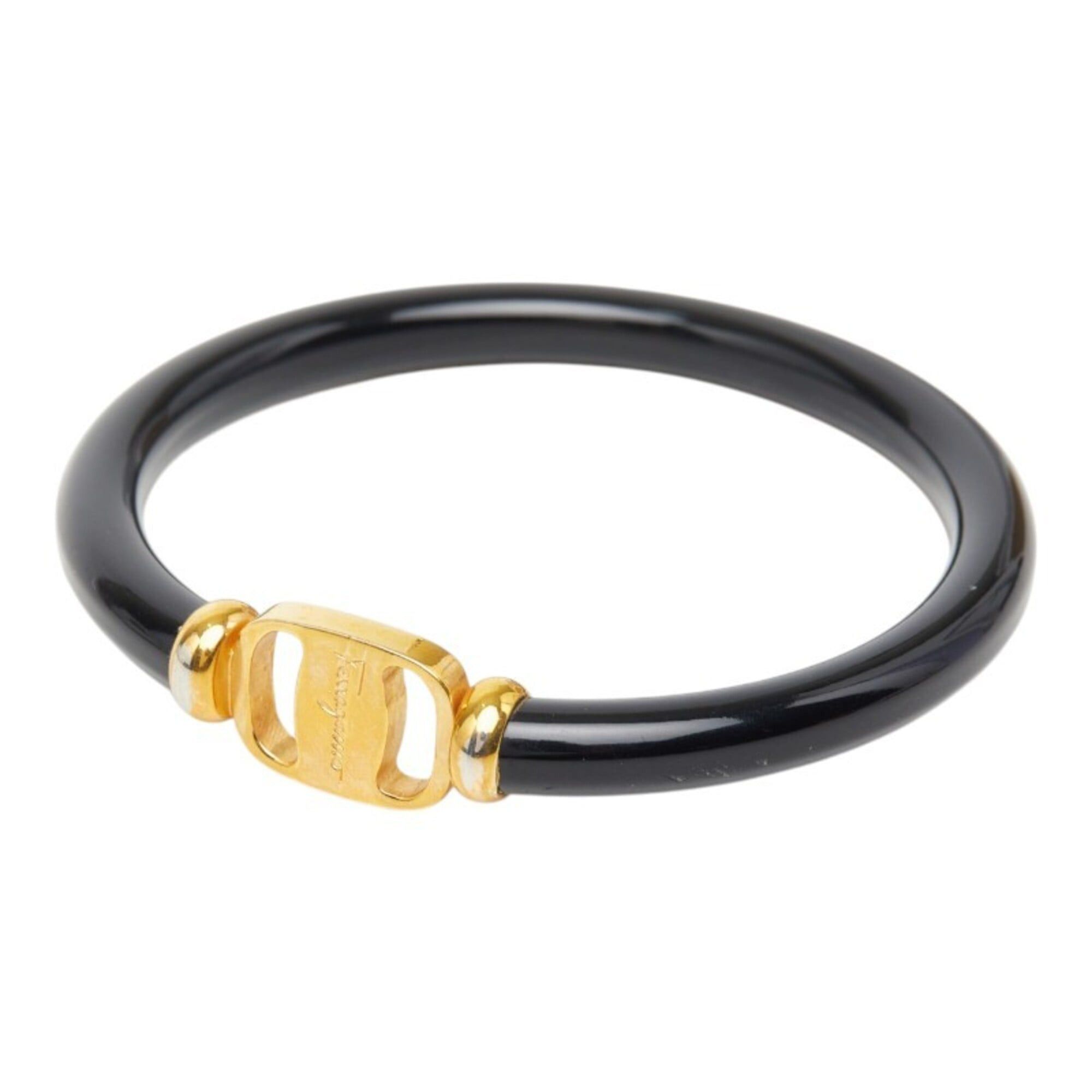 Salvatore Ferragamo Salvatore Ferragamo Vara Bangle, Gold and Black Plastic Plated, Women's. Size ONE SIZE - 1 Thumbnail