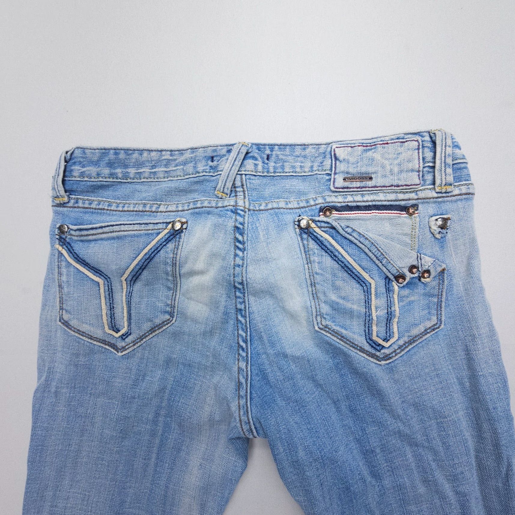 Vintage VIGOSS Vintage Low Rise Button Fly Jeans Women 29 Blue Bootcut 90s Bohemian American Western 5-Pocket Denim jeans Size 29" - 3 Thumbnail
