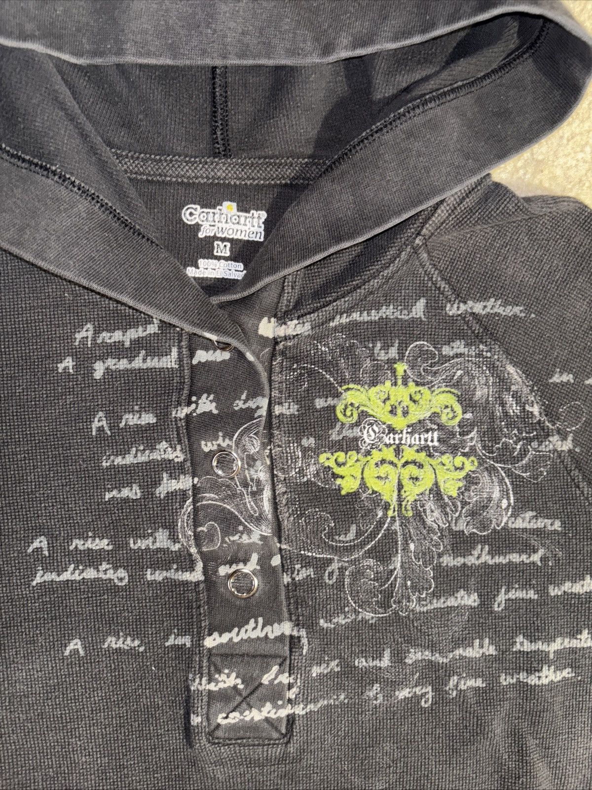 Carhartt Y2K Carhartt 1/4 Button Thermal Hoodie Womens Size Medium Size M / US 6-8 / IT 42-44 - 3 Thumbnail