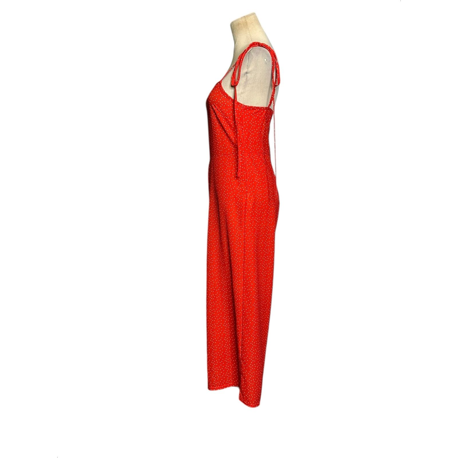 Boohoo Boohoo red white polka dots wide leg jumpsuit size 0 Size 25" / US 0 / IT 36 - 8 Thumbnail