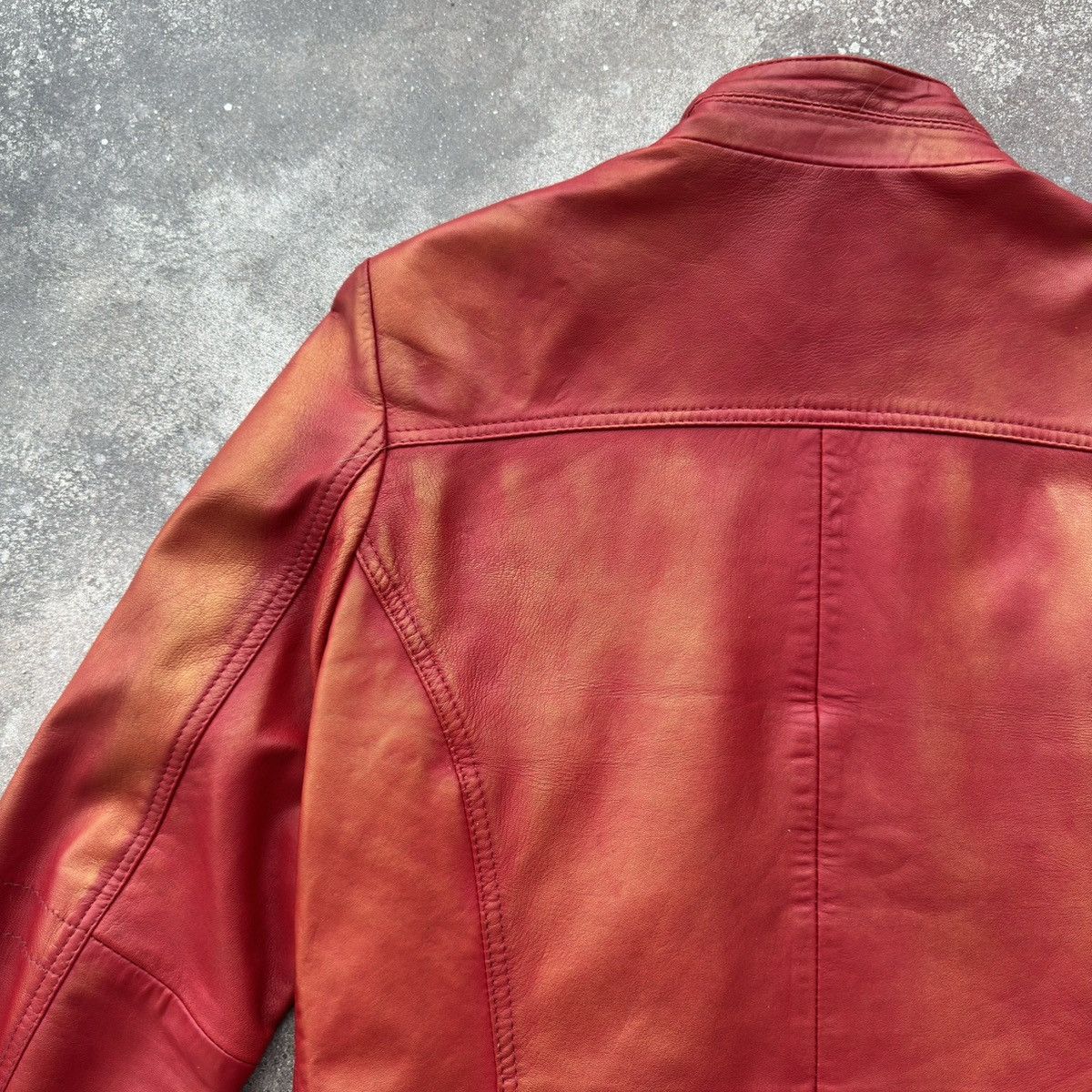 20471120 Vintage Y2K Faded Biker Leather Jacket Size XS / US 0-2 / IT 36-38 - 15 Thumbnail